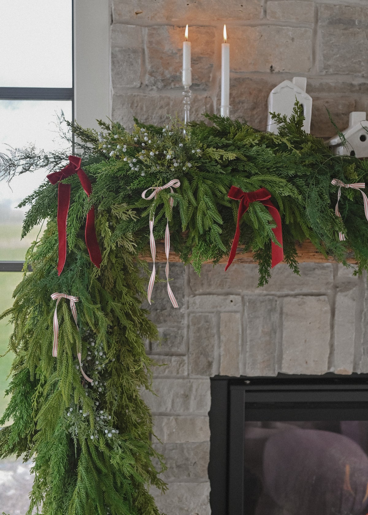 afloral norfolk, cedar, and juniper garlands