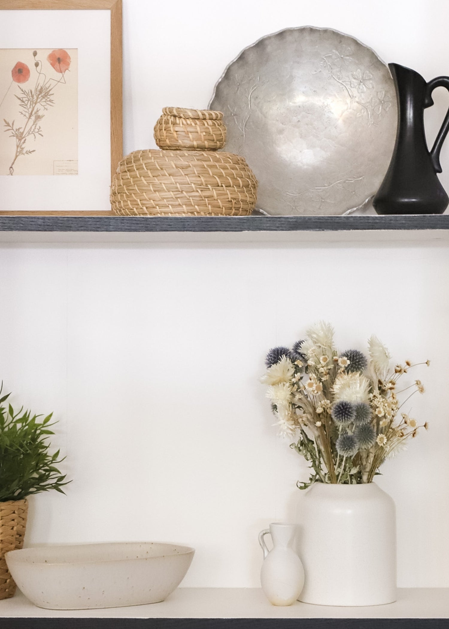 dried flowers styled in a vase