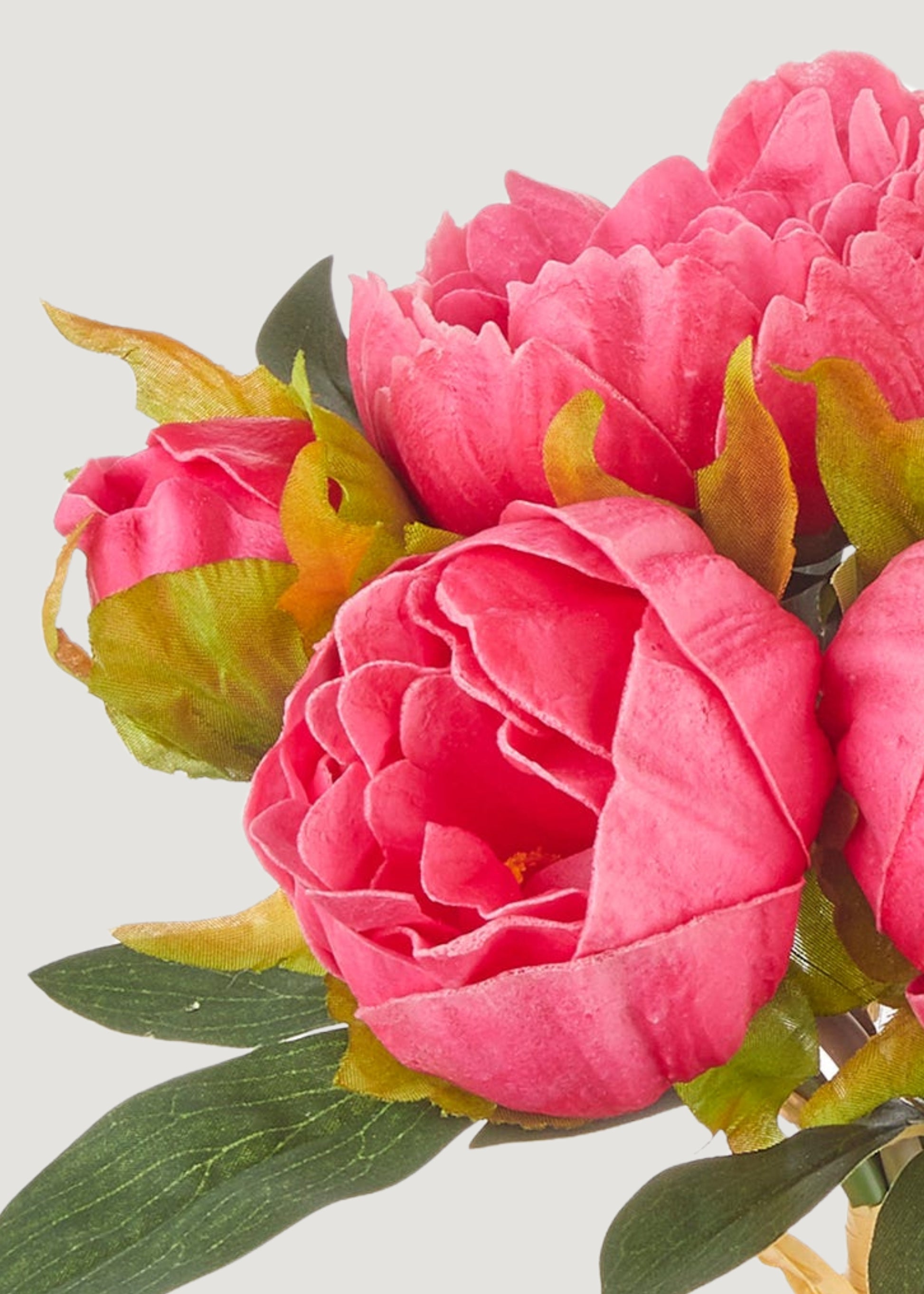 close-up of fuchsia real touch peonies