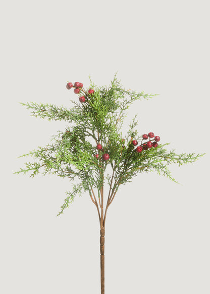 Fake Cedar Branch with Red Berries