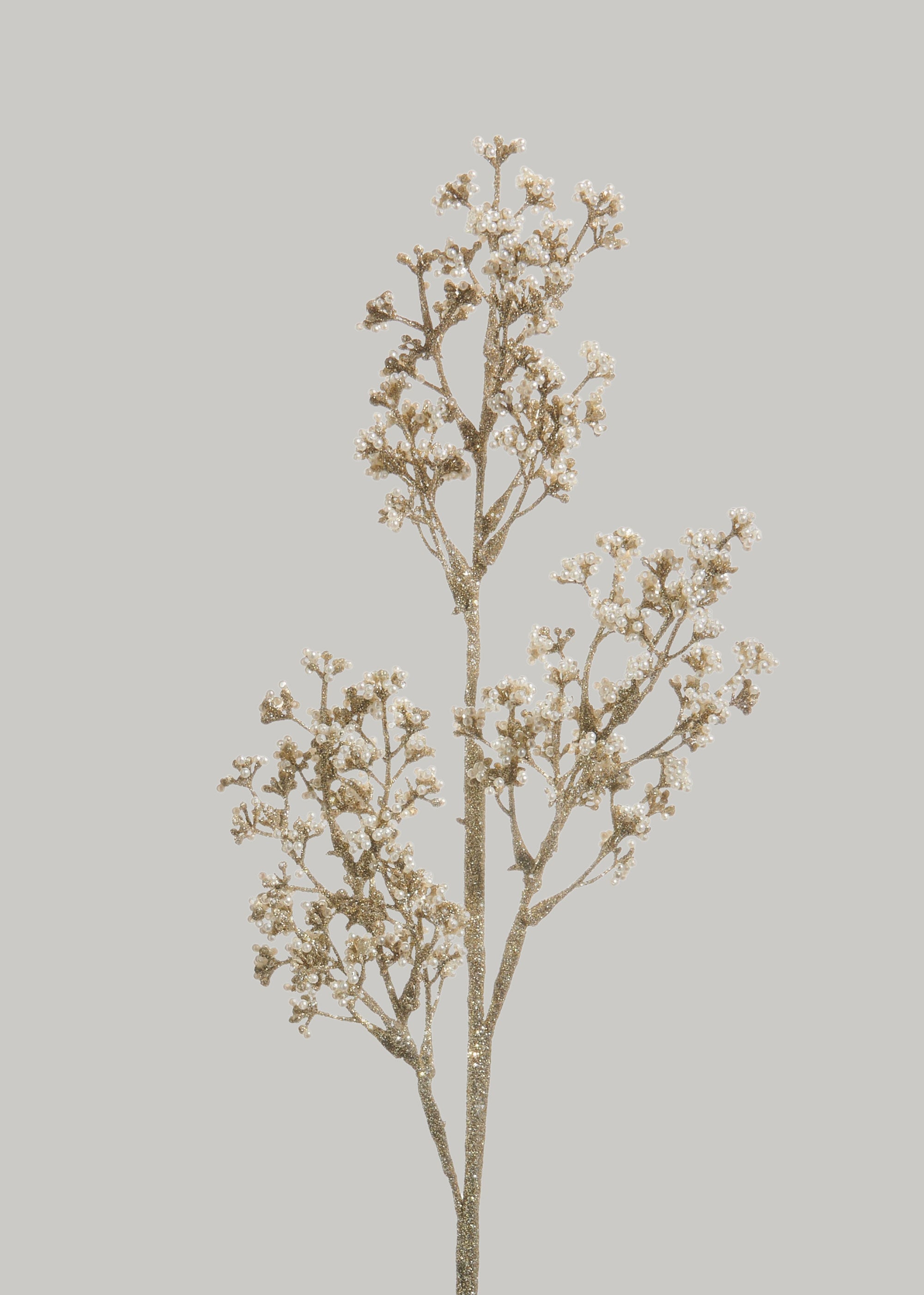 Fake Holiday Branch with Champagne Plastic Pearls 