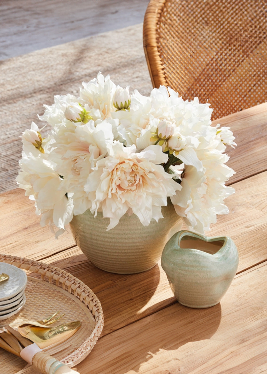 Large Cream White Artificial Dahlia Flower - 8" Bloom