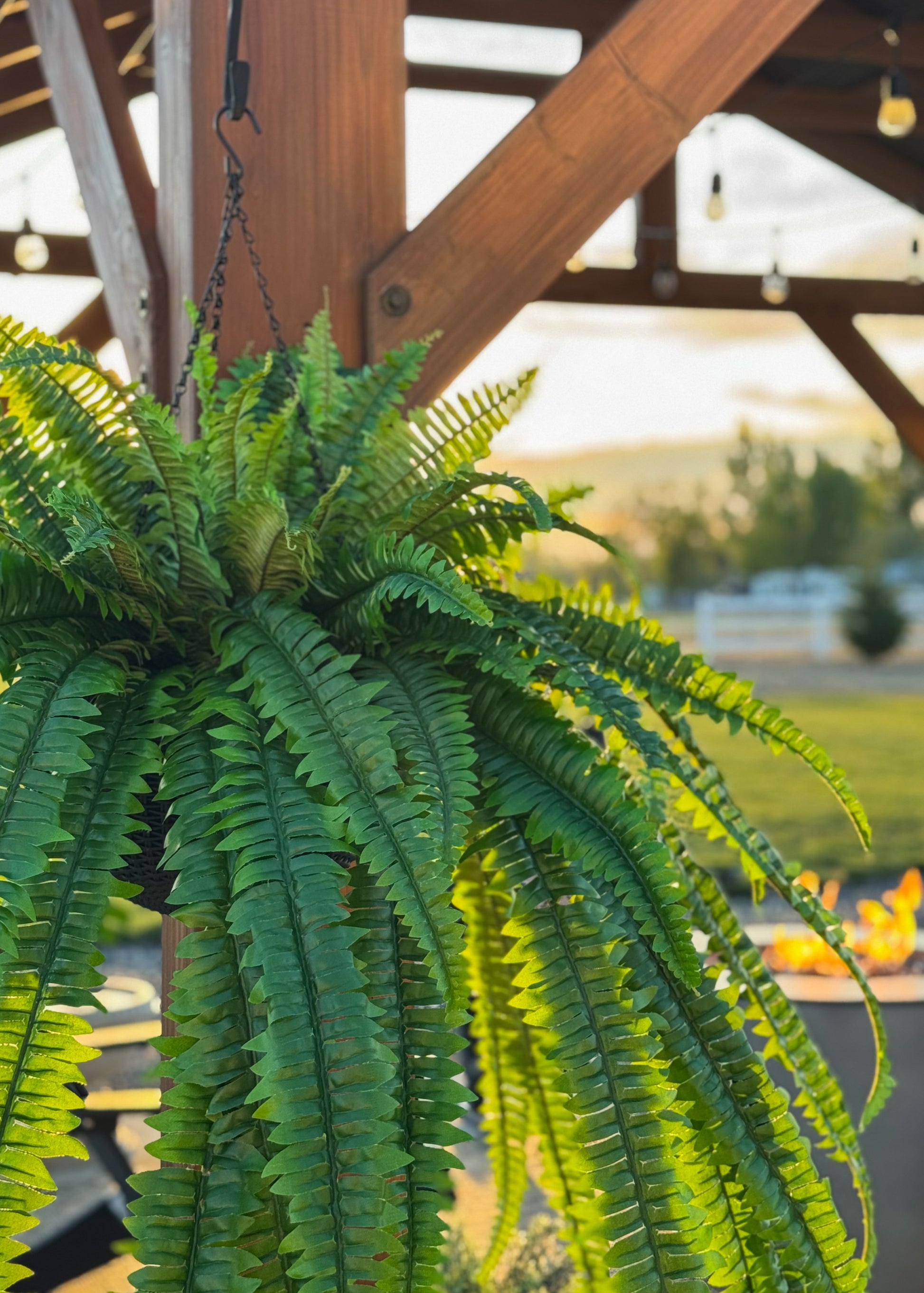 hanging plant fern The Grand Dame Deluxe Artificial Estate Fake Fern
