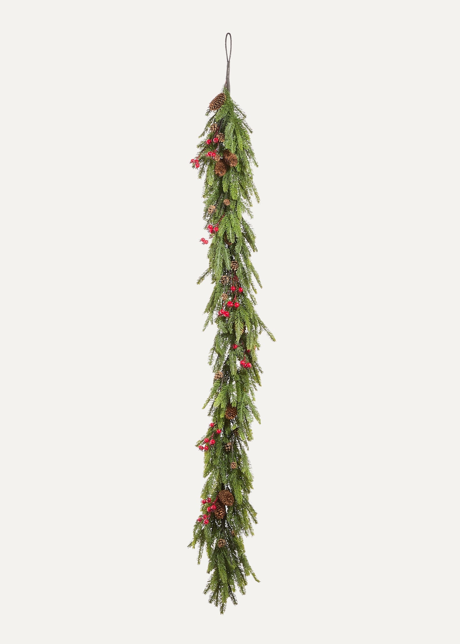 Artificial Norfolk Pine Garland with Red Berries 