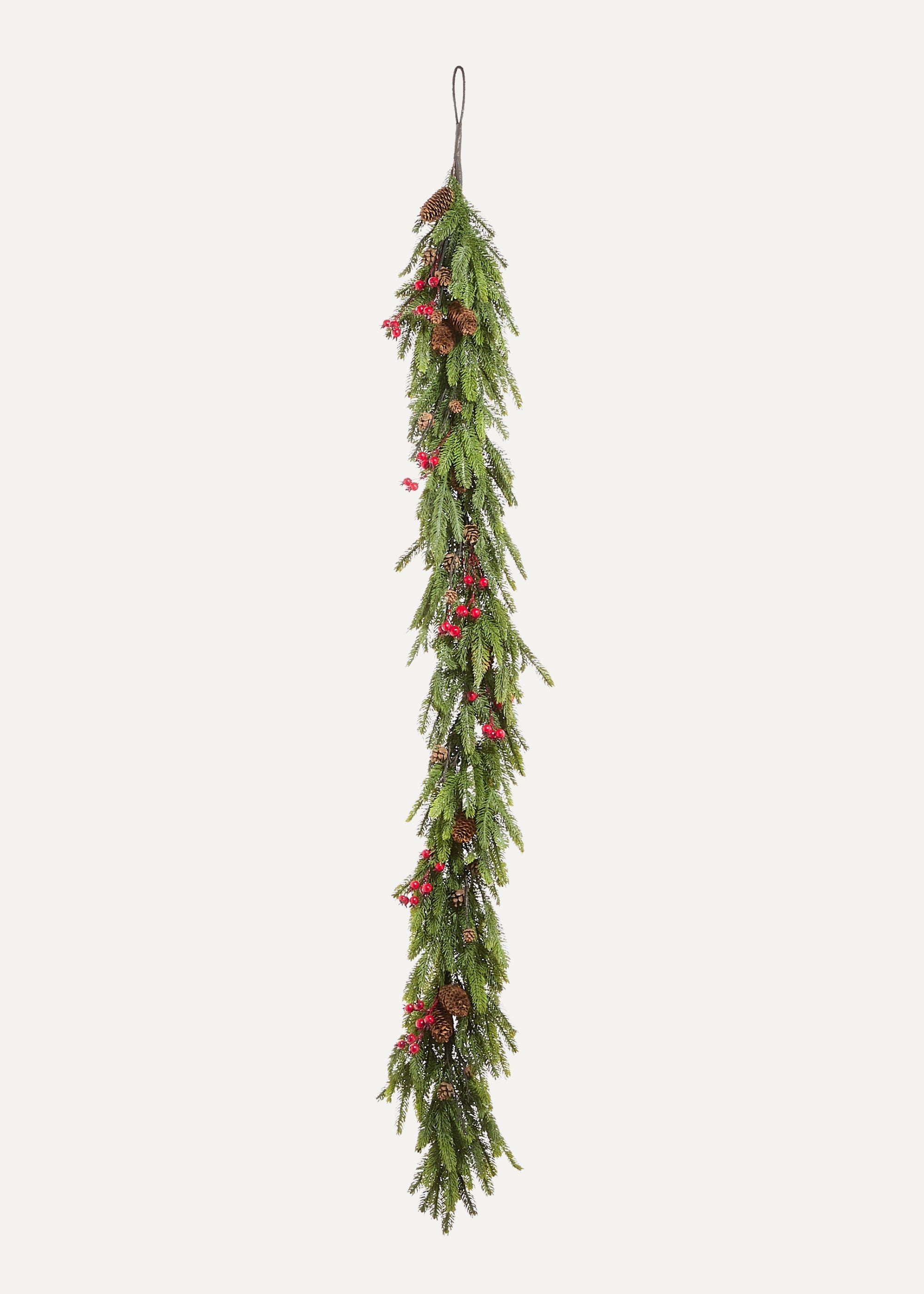 Artificial Norfolk Pine Garland with Red Berries 