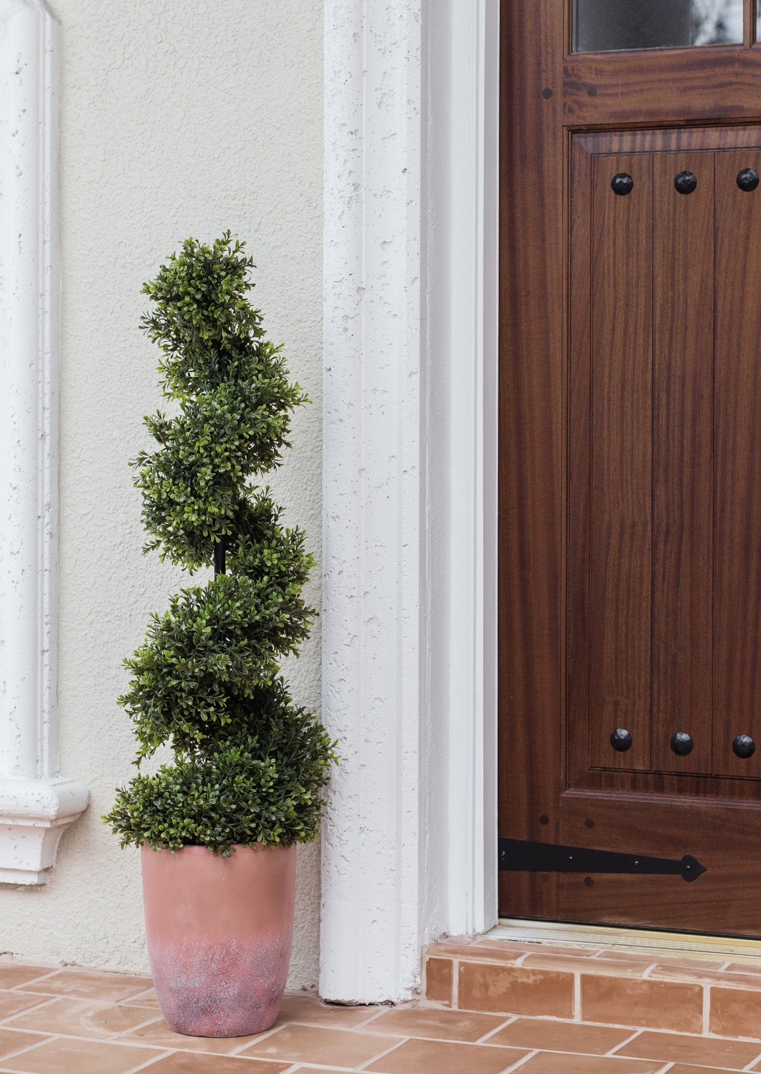 Indoor/Covered Outdoor Faux Boxwood Spiral Topiary Tree in Pot - 52 ...