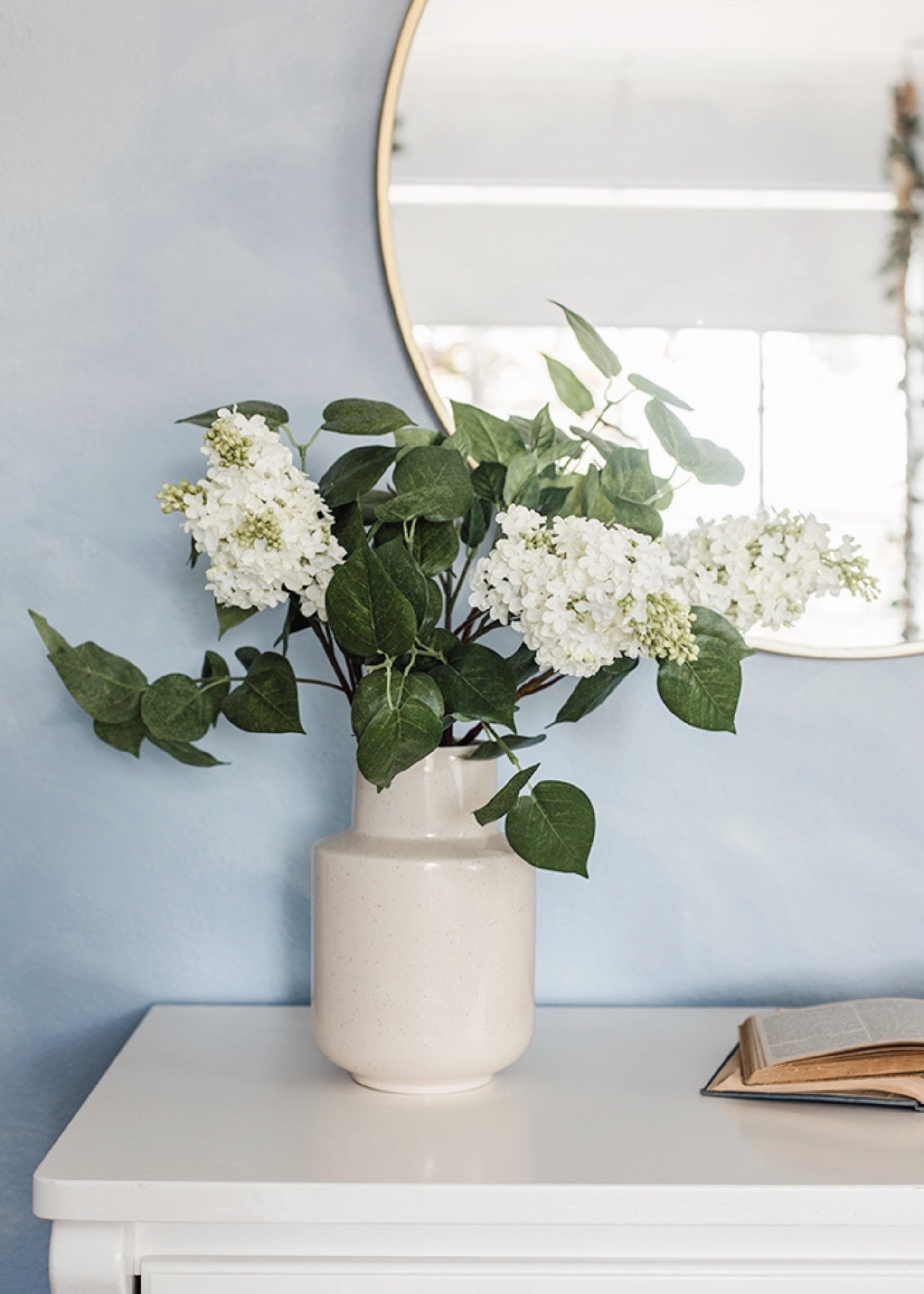 Faux Lilacs Arranged for Bedroom
