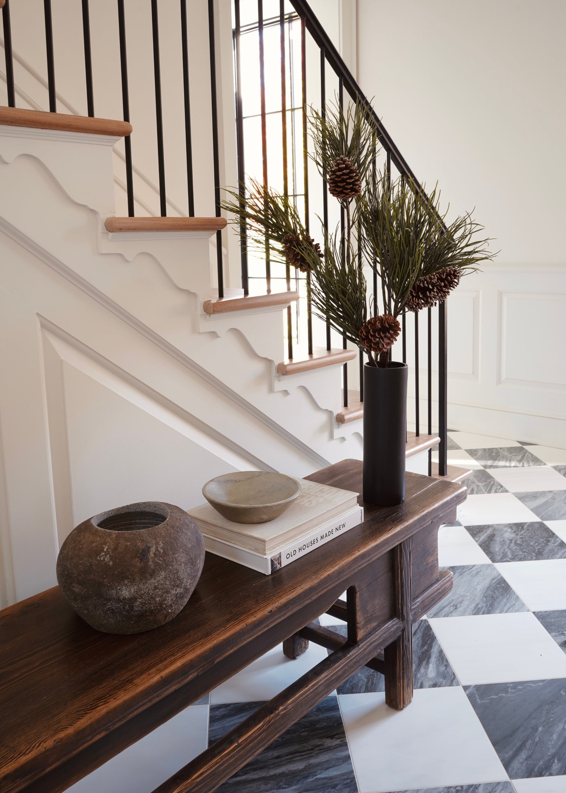 Tall Fake Winter Long Pine Needle Branch with Cones - 40"