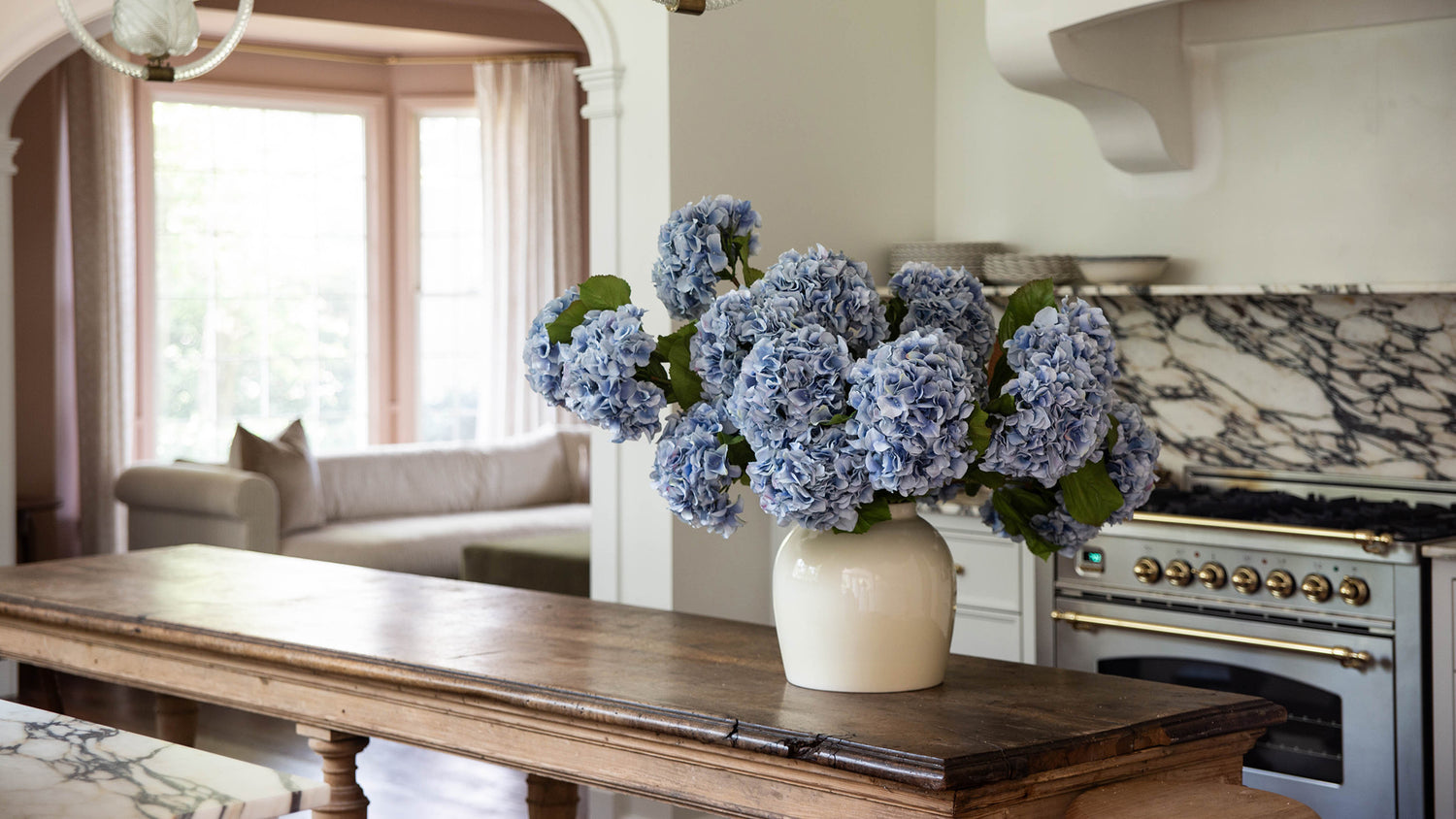 artificial flowers and hydrangea 