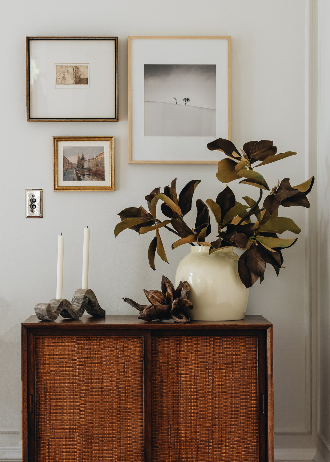 SAVE - Warm Brown Fake Magnolia Leaf Branch - 38.5"