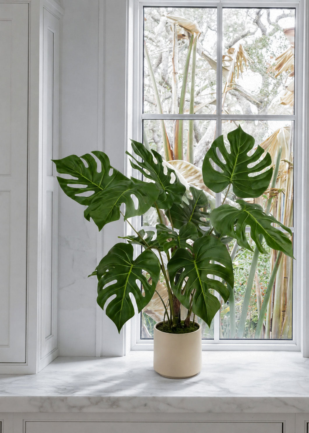 UV Treated Indoor/Outdoor Fake Monstera Plant in Pot - 36"