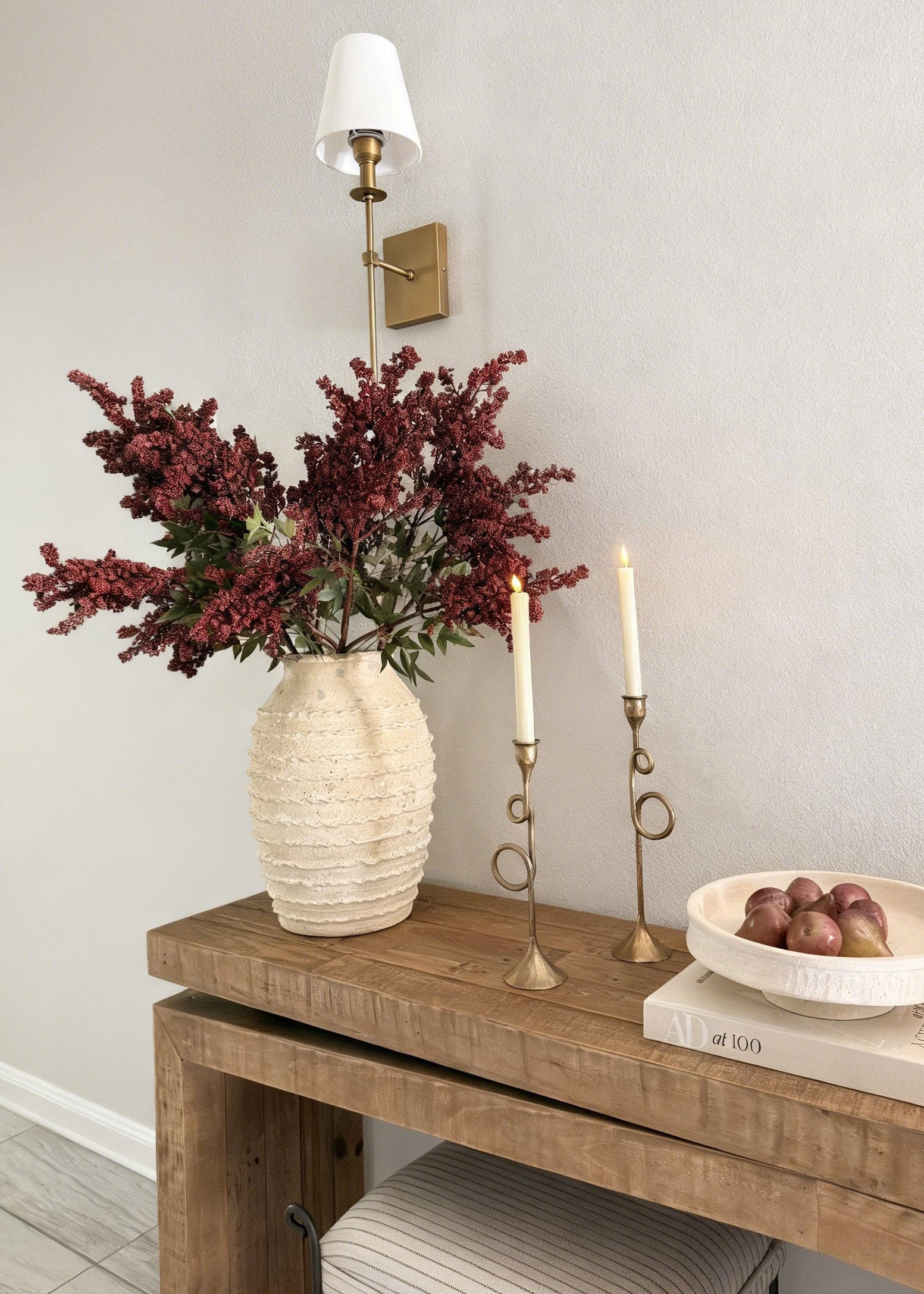 Burgundy Artificial Nandina Berry Branch Arrangement