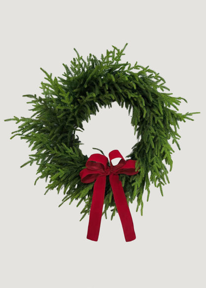 Norfolk Wreath with Red Bow
