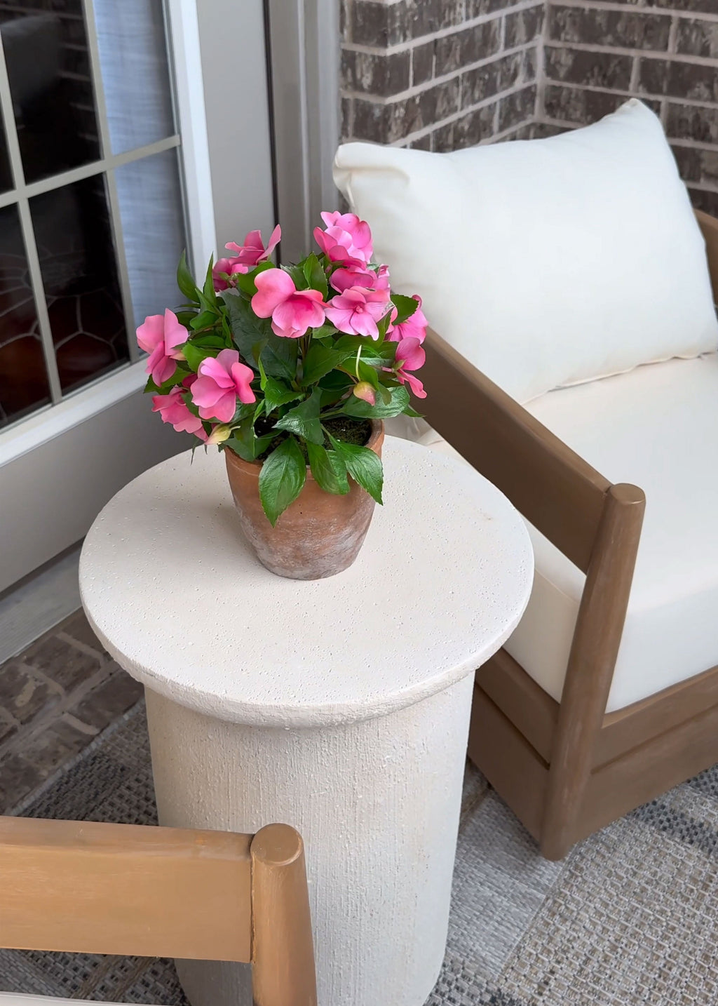 Pink Fake Impatiens Potted Flowers