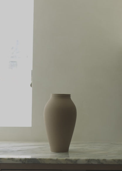Medium Terracotta Ceramic Vase with Pin Frog Arrangement in Video