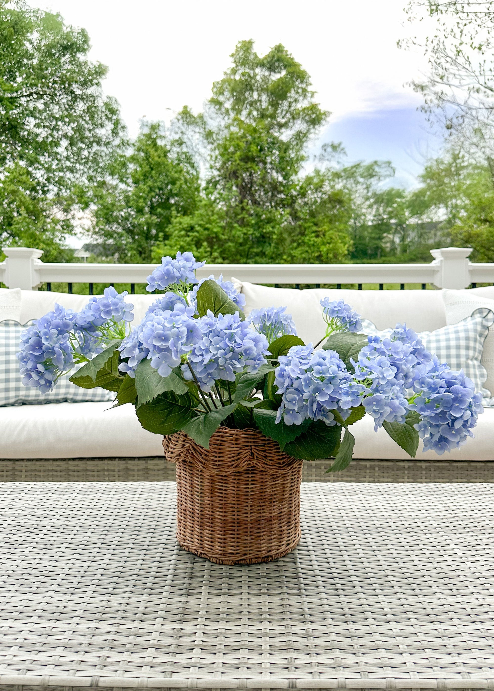 Faux Blue Hydrangea Bush