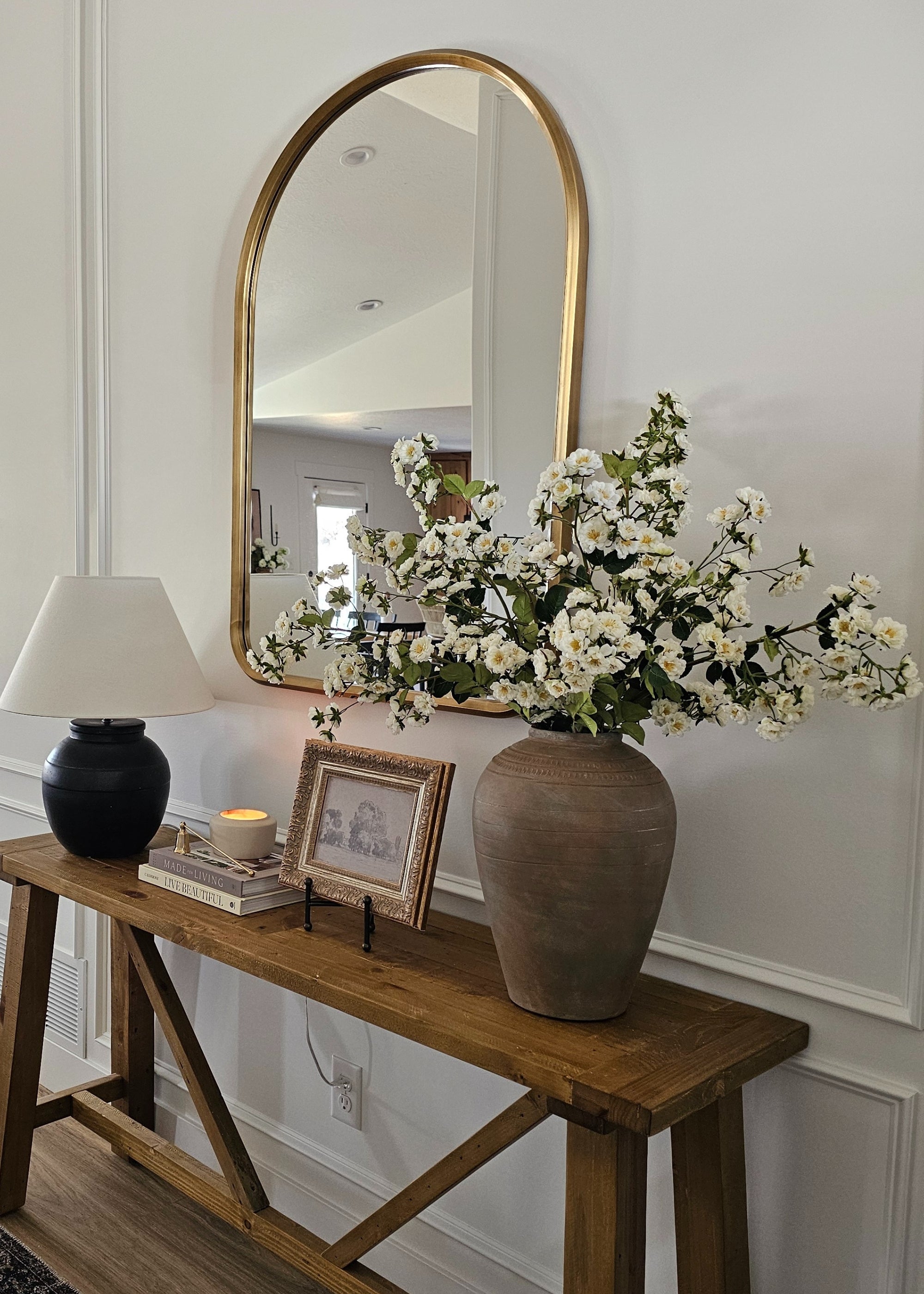 Climbing Fake Roses Branch in Cream White - 33&quot;