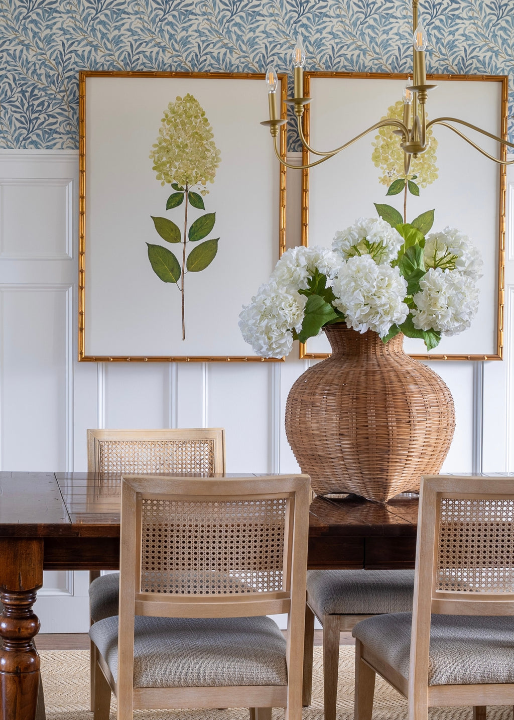 Tall Hydrangea Faux Flower in White - 45"