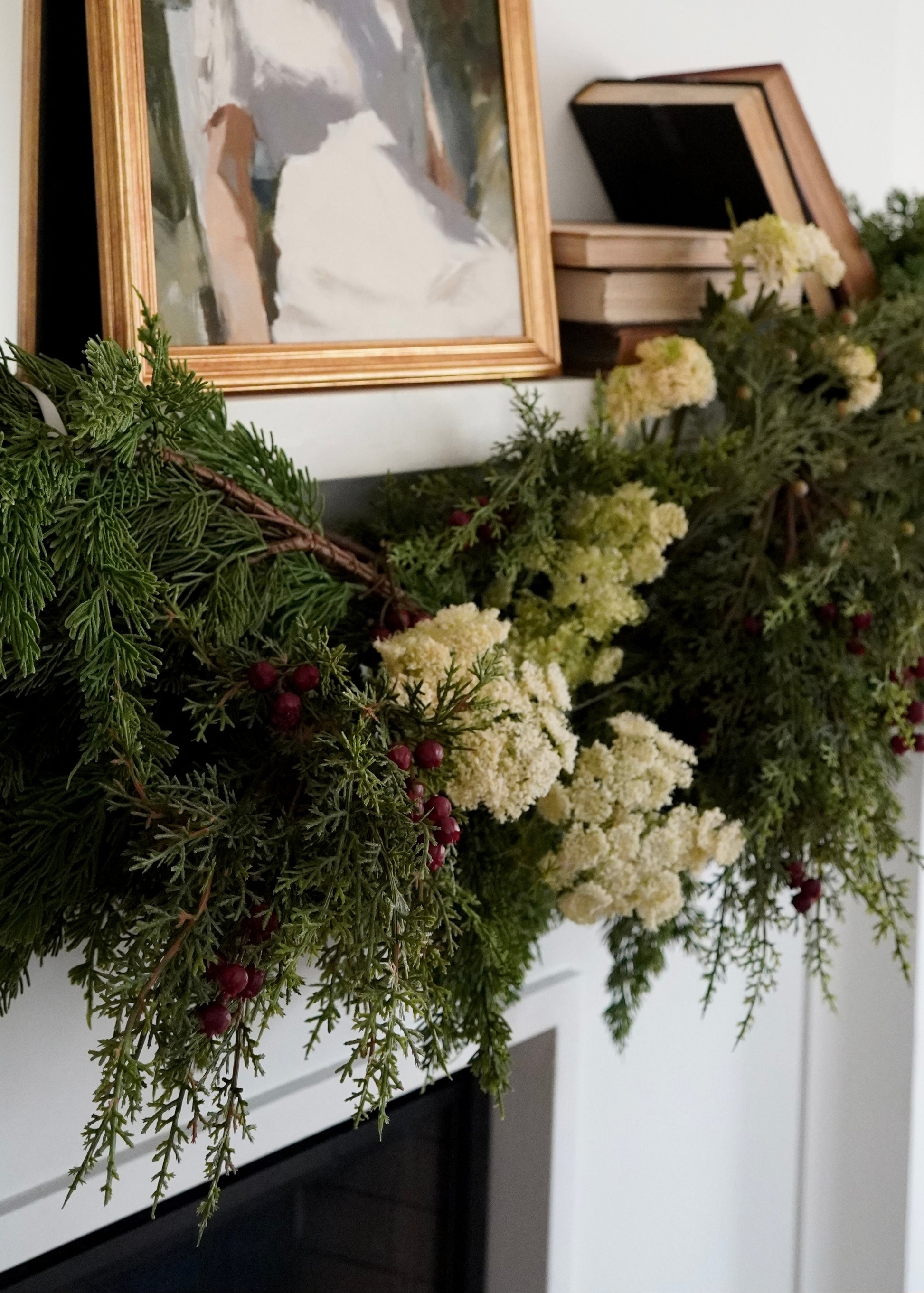 Cedar garland with faux dill and red berries