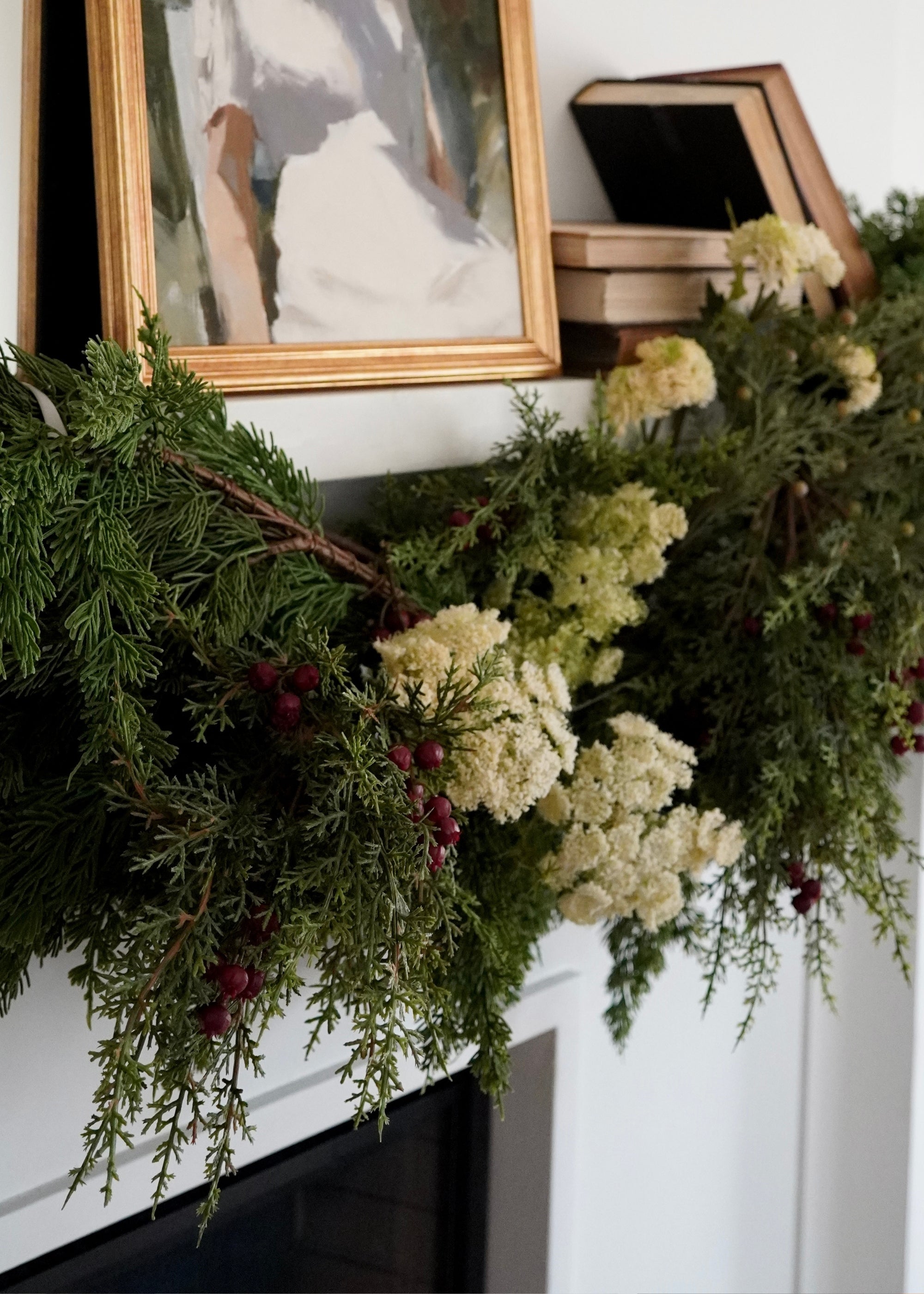 Cedar garland with faux dill and red berries