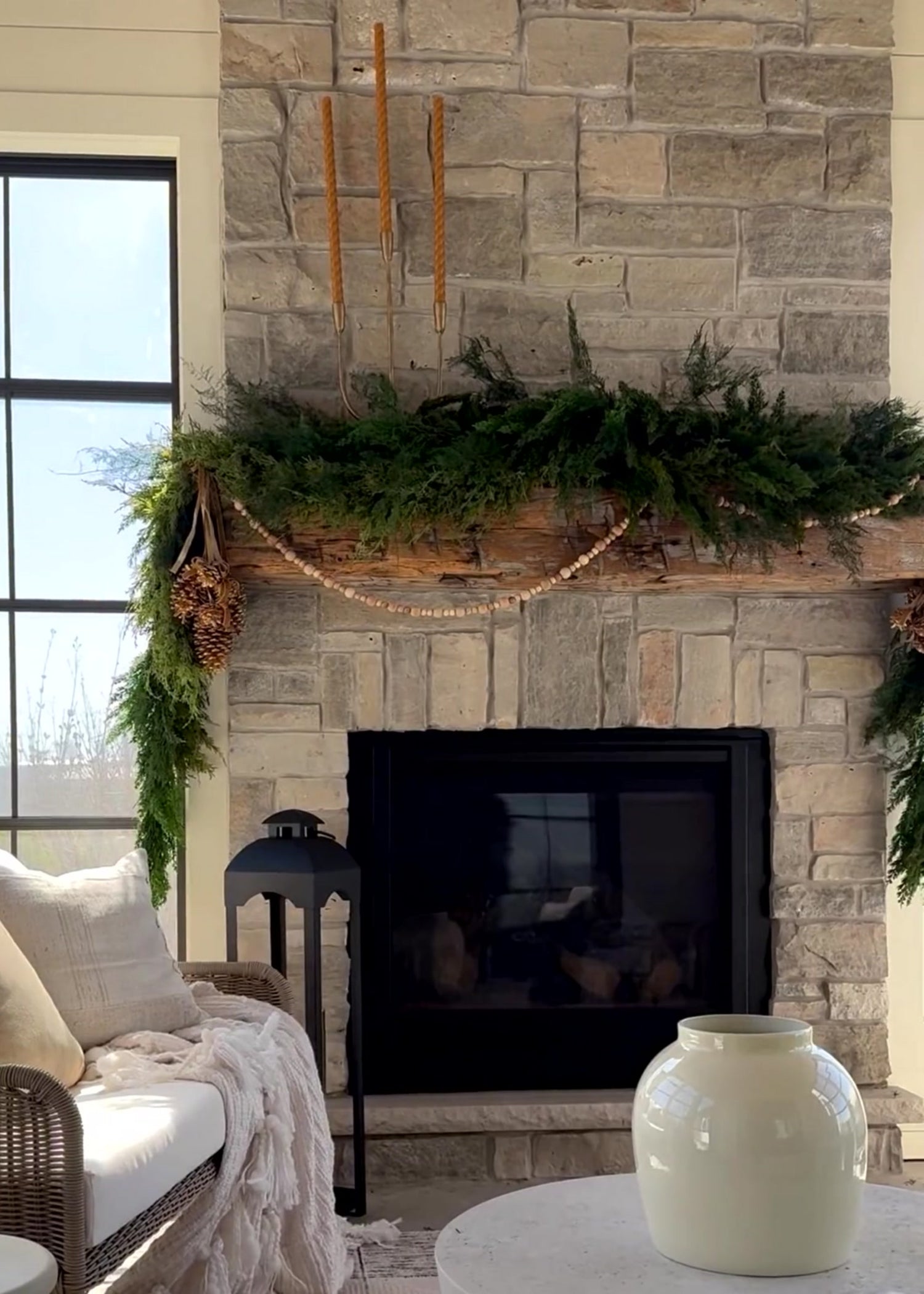 Caramel Gold Taper Candles Holiday Mantel Decorating