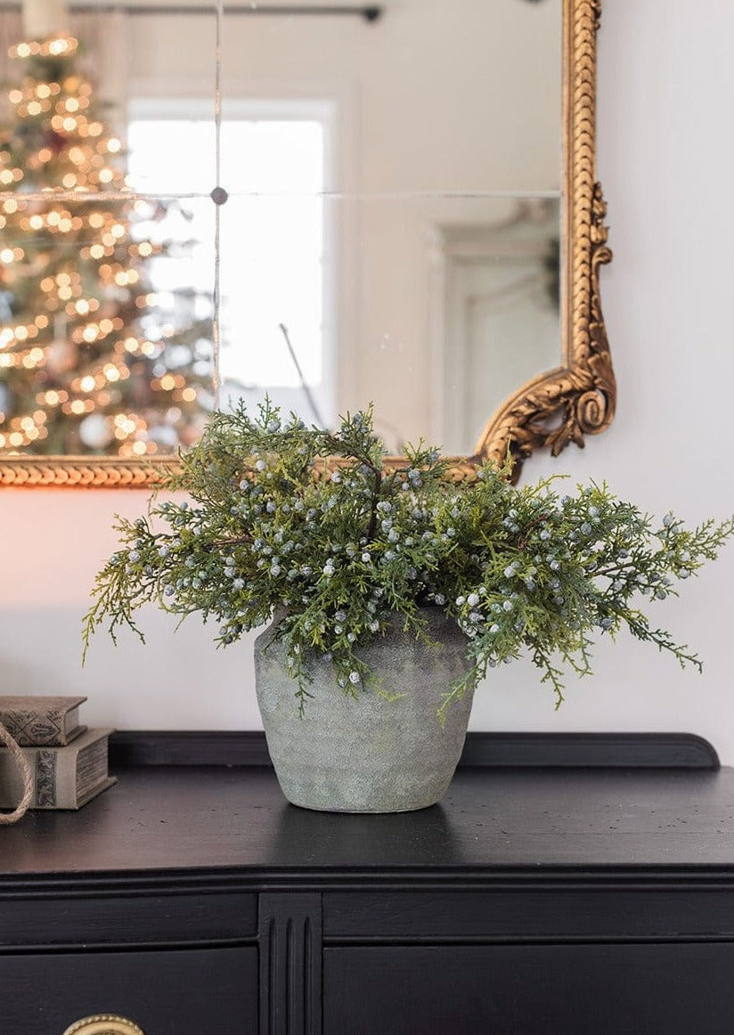 Video of Earthy Ceramic Pot Styled with Faux Juniper Branches