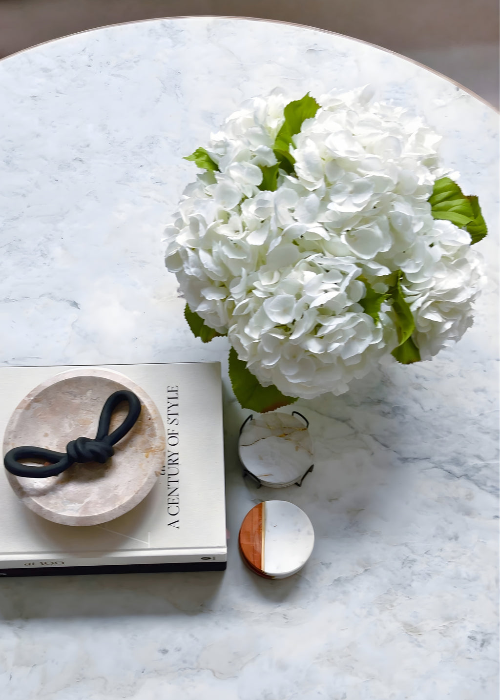 Artificial Hydrangea Arrangement in Talc White
