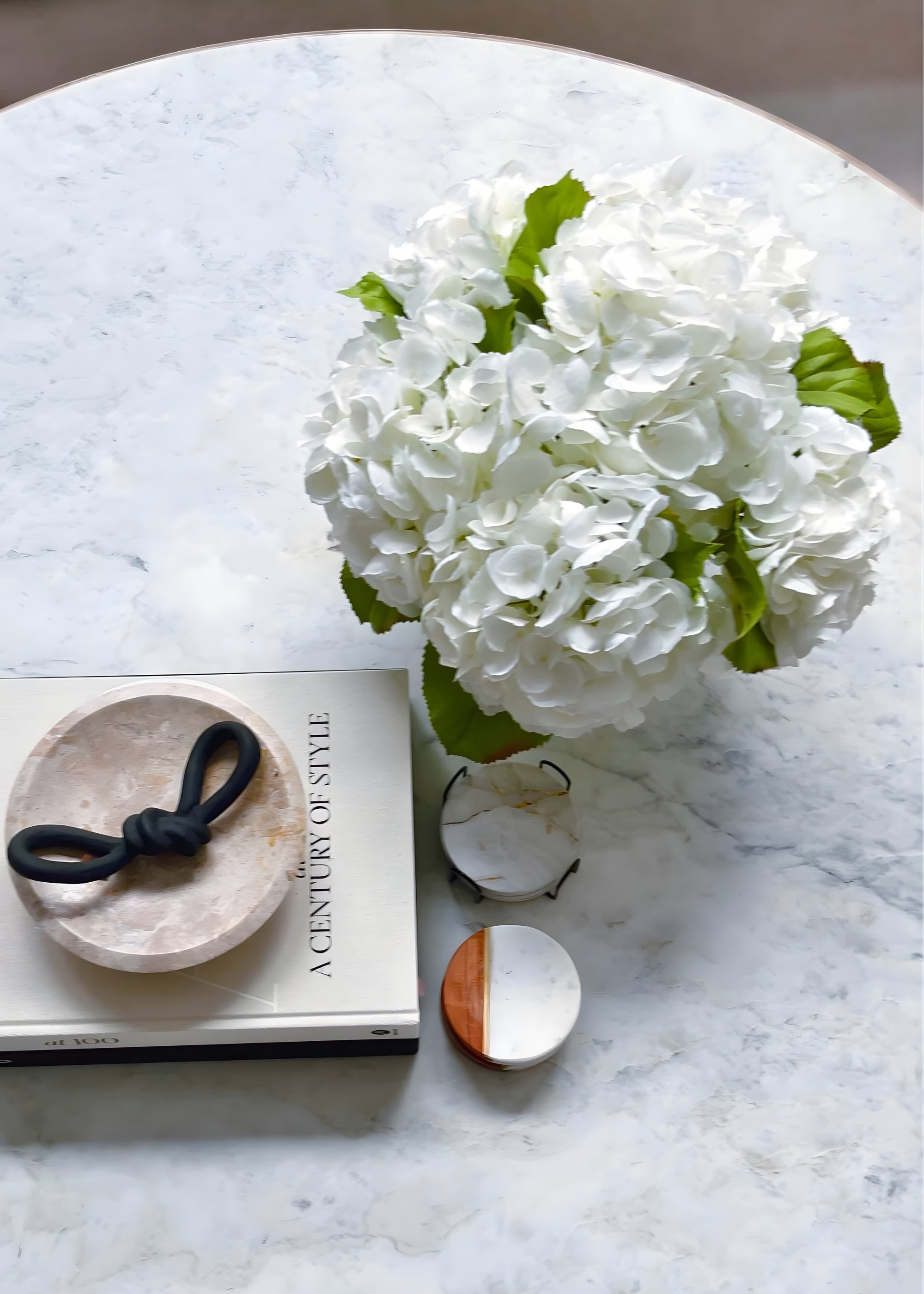 Artificial Hydrangea Arrangement in Talc White