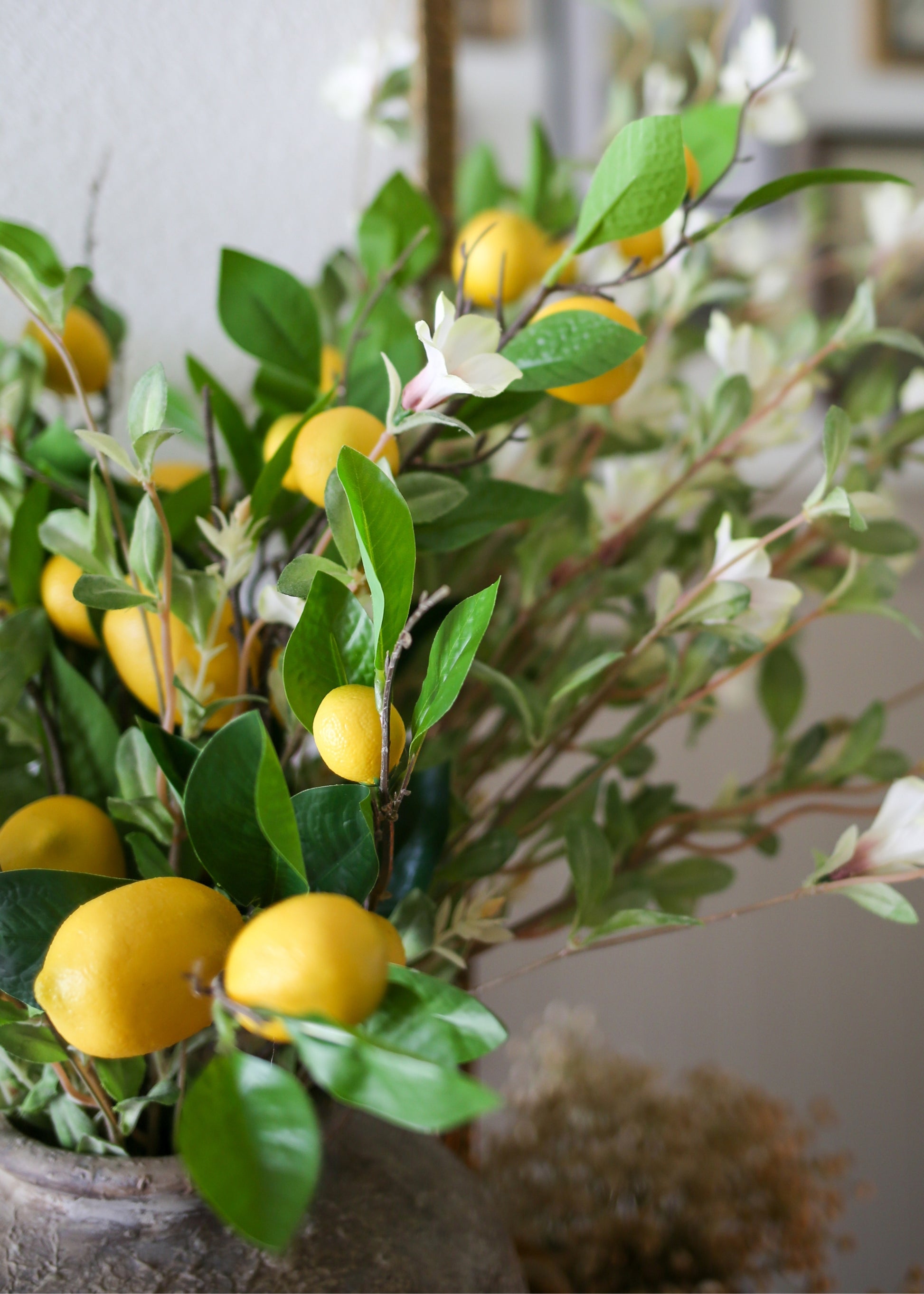 Styling Faux Lemons and Petunias