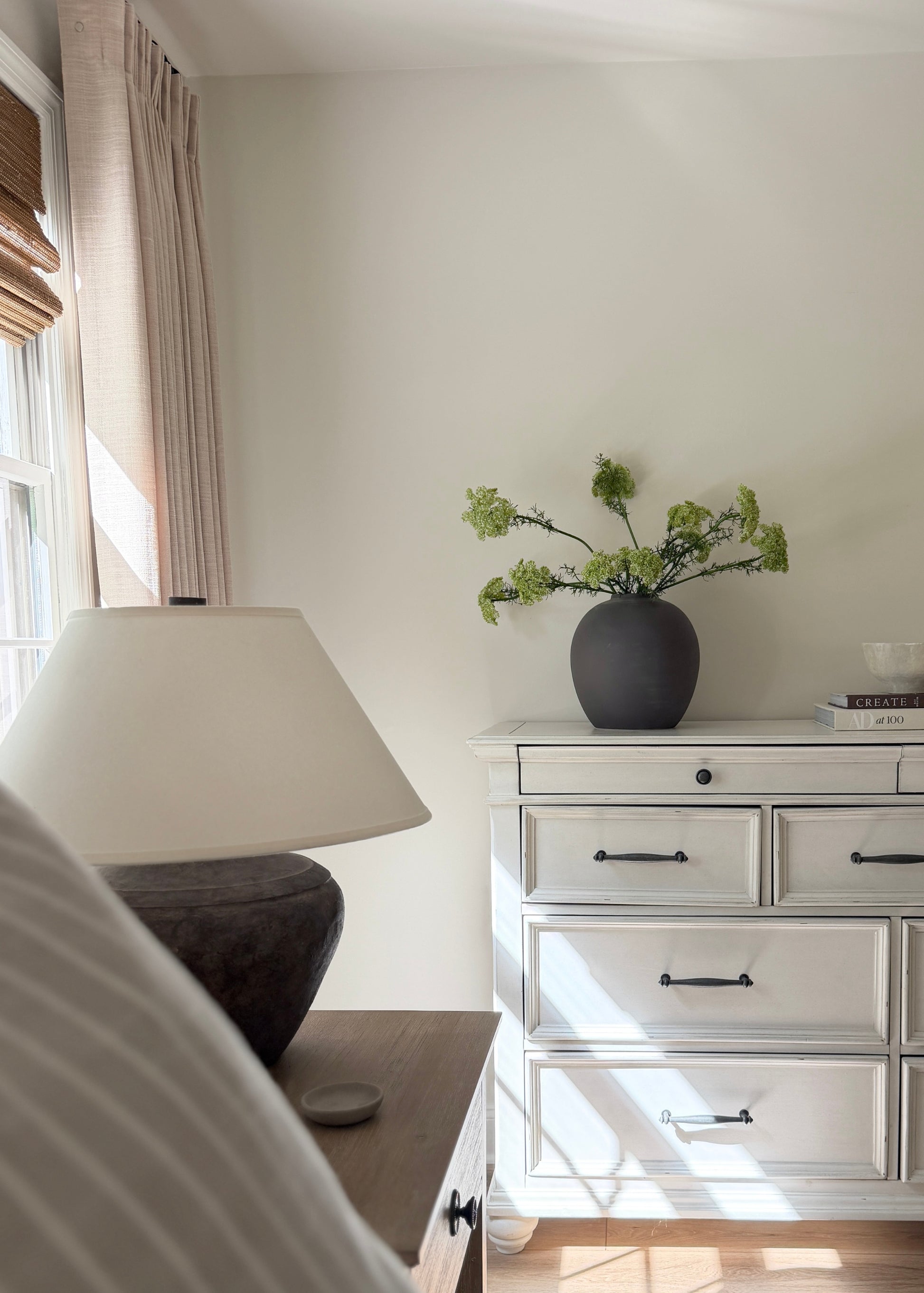 Green Artificial Dill Wildflower Branch Styled in a Bedroom