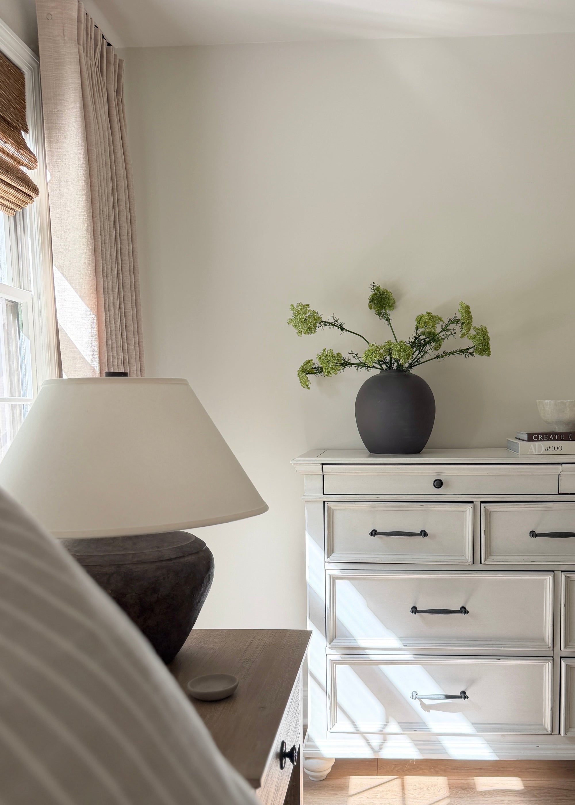 Green Artificial Dill Wildflower Branch Styled in a Bedroom