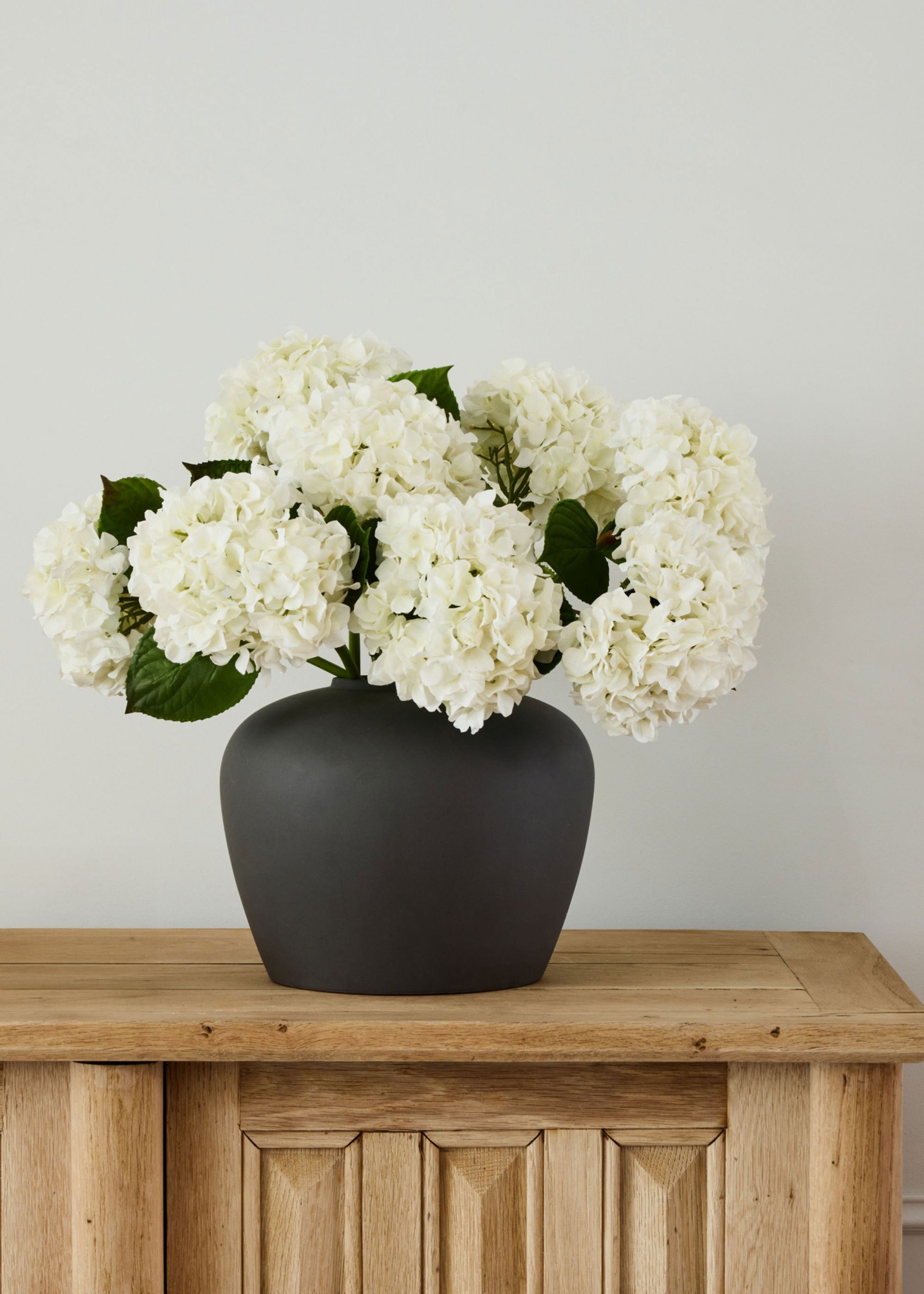 Afloral Talc Hydrangeas styled in the Slate Vase