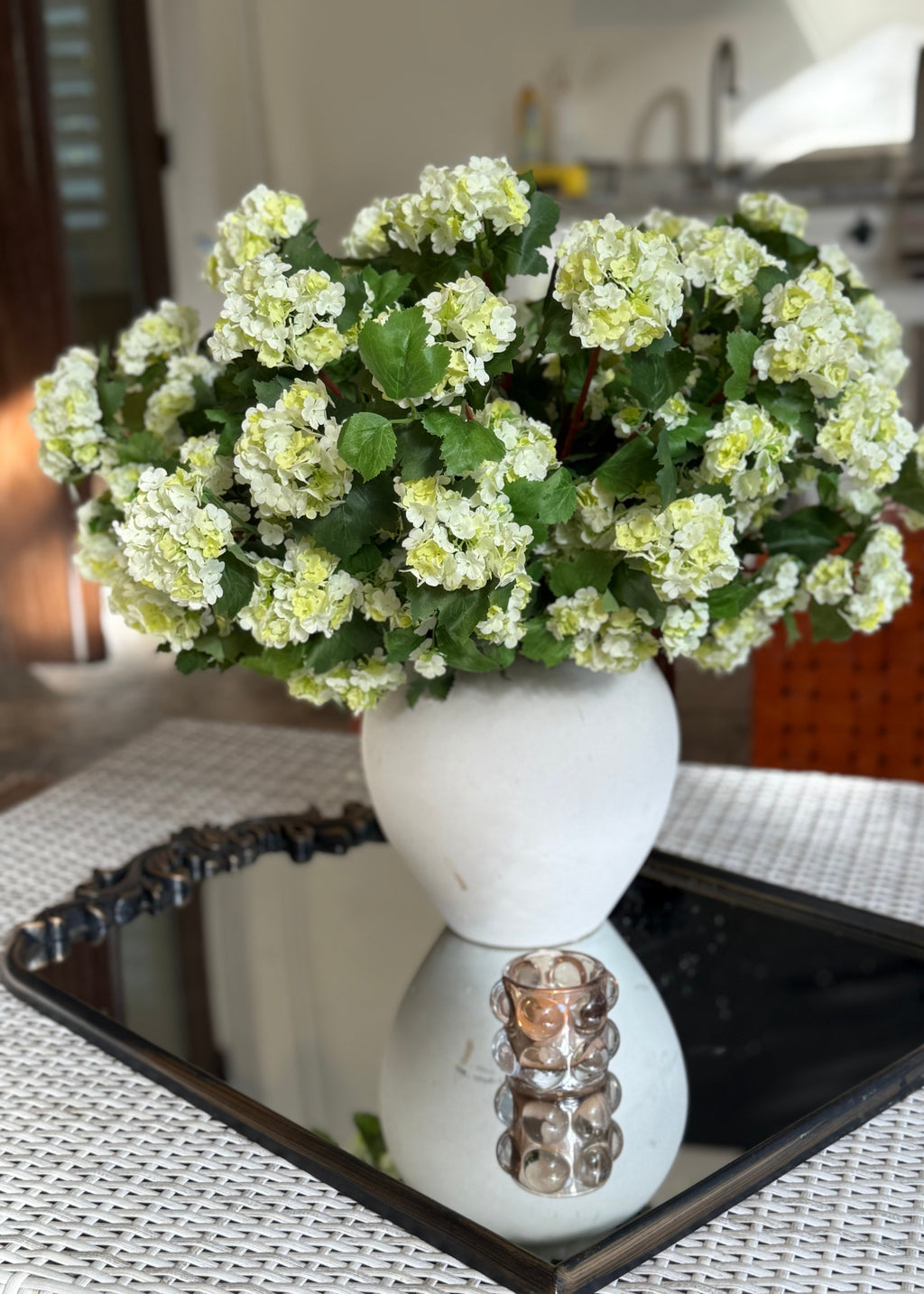 artificial green snowball flowers