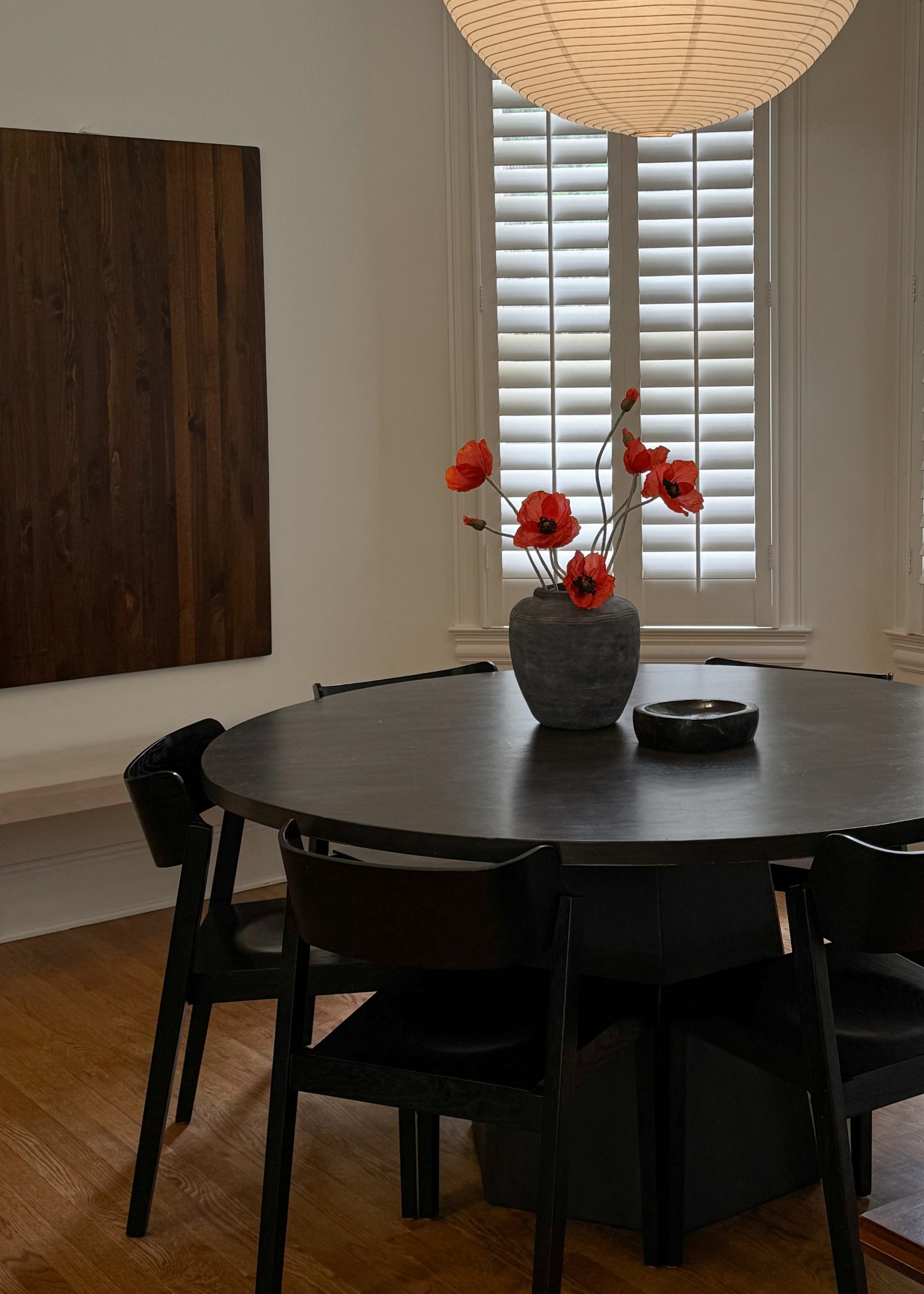 Styling Faux Orange Poppies for a Dining Table