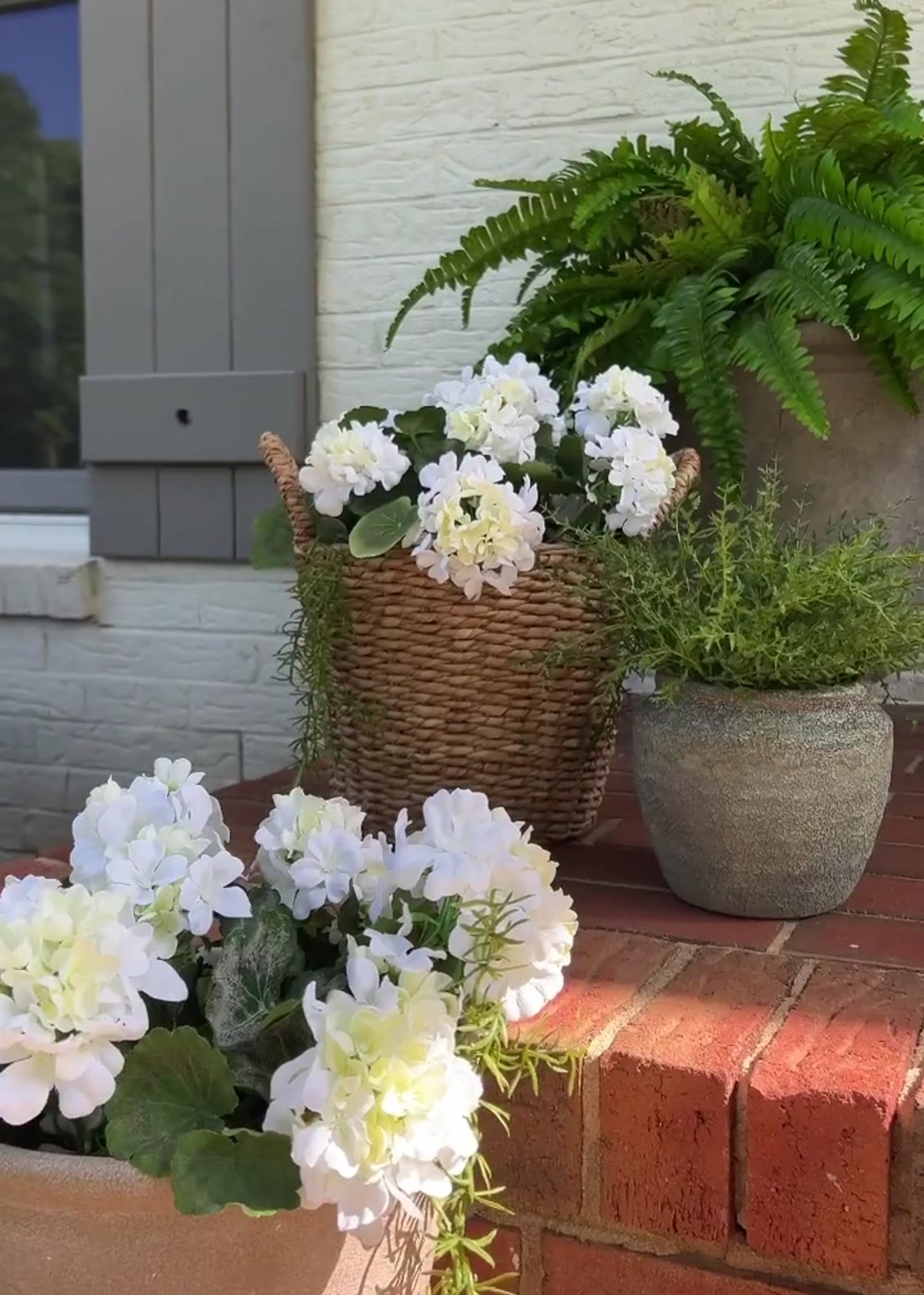 Front Porch Styling with Artificial Afloral Geraniums