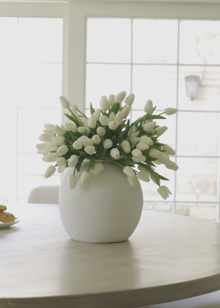 White Real Touch Tulips in Konos Vase Video at afloral