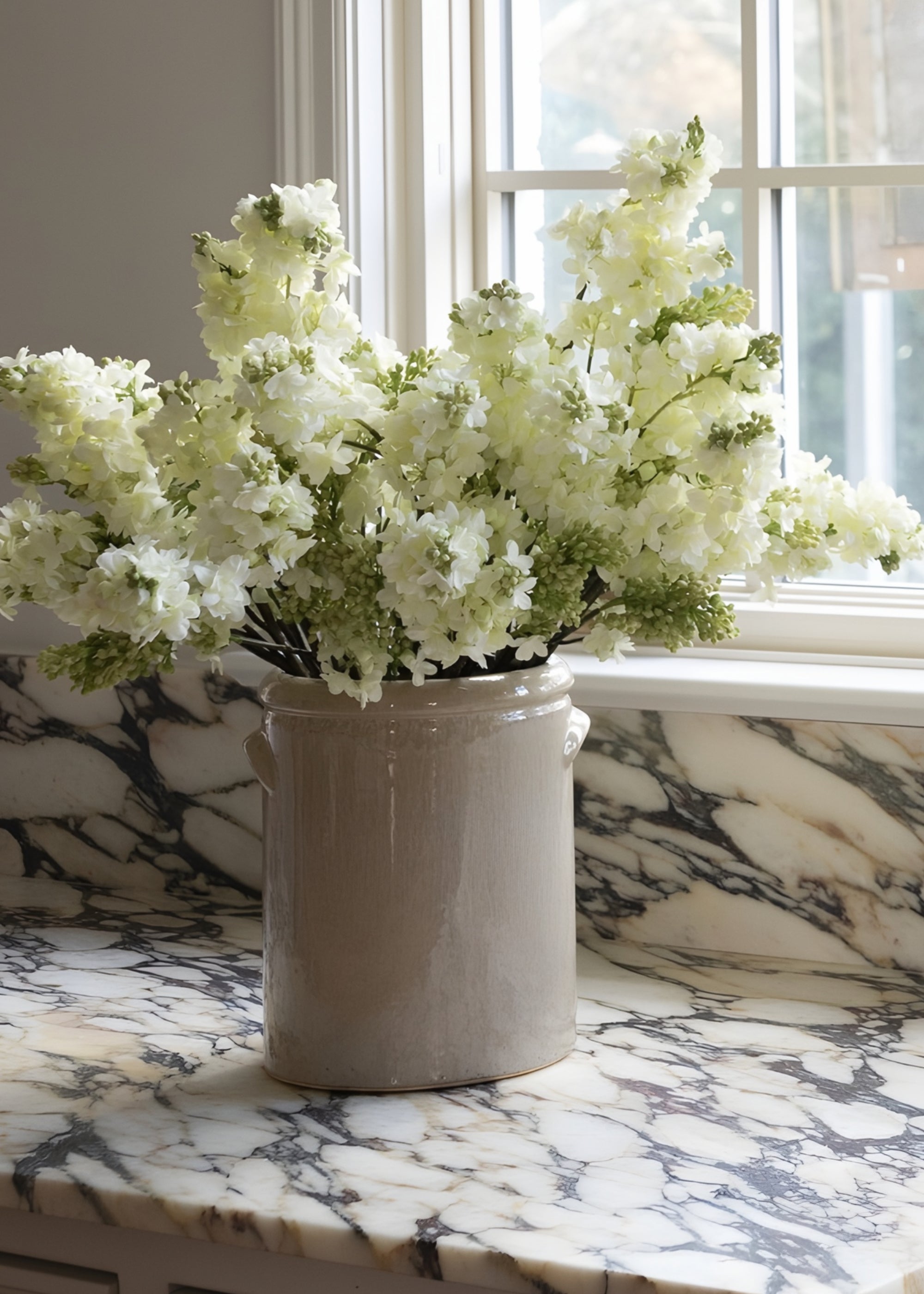 Glossy Cream Crock for Flowers Styling Video at Afloral