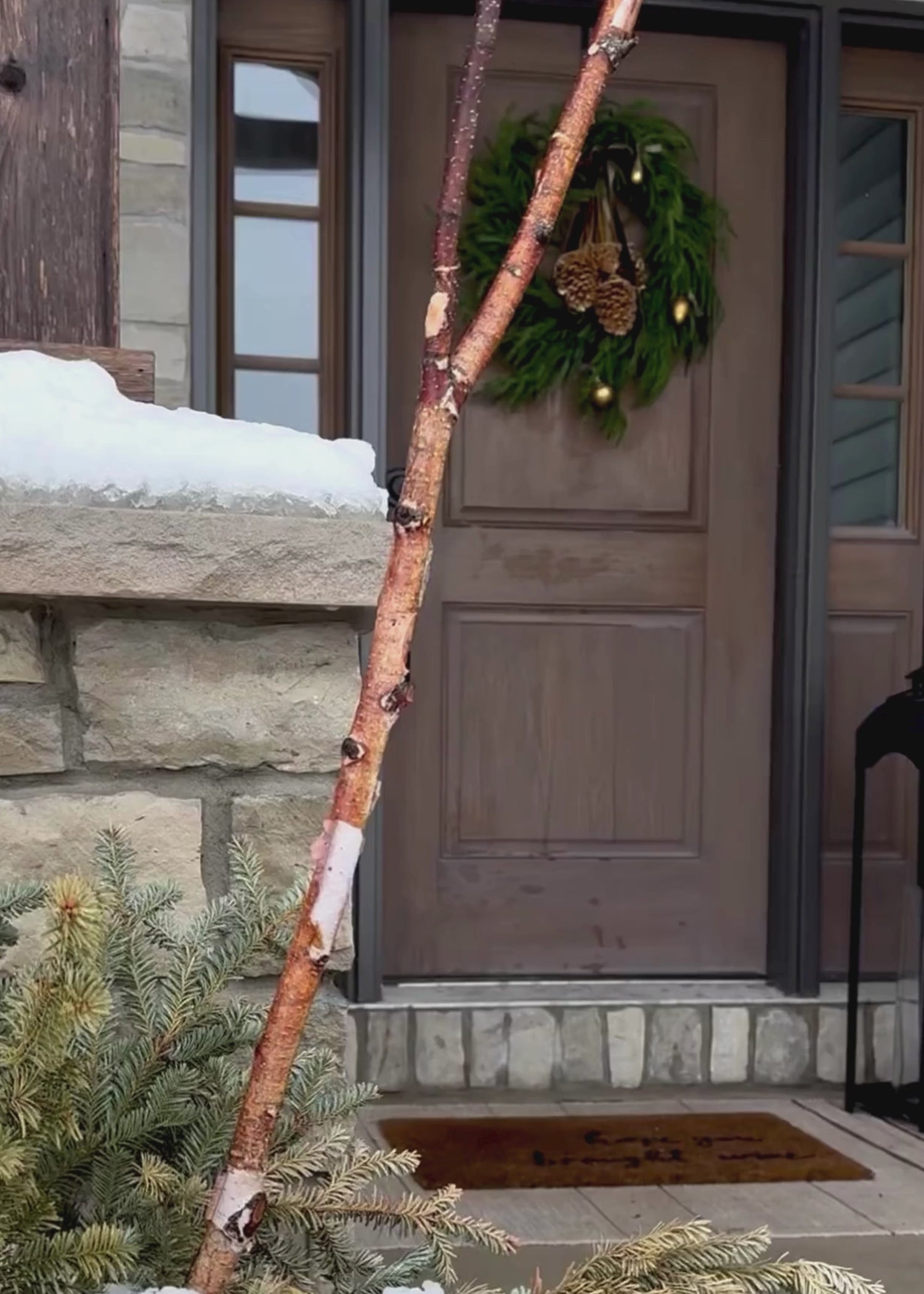 Hanging Pine Cone Decoration on Afloral Norfolk Pine Wreath