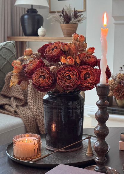 Artificial Ranunculus in Autumn Brown Arranged in a Vase