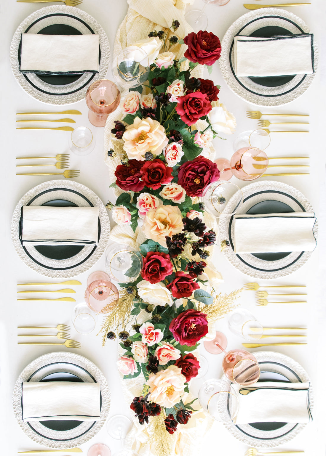 Luxe Faux Rose Table Centerpiece