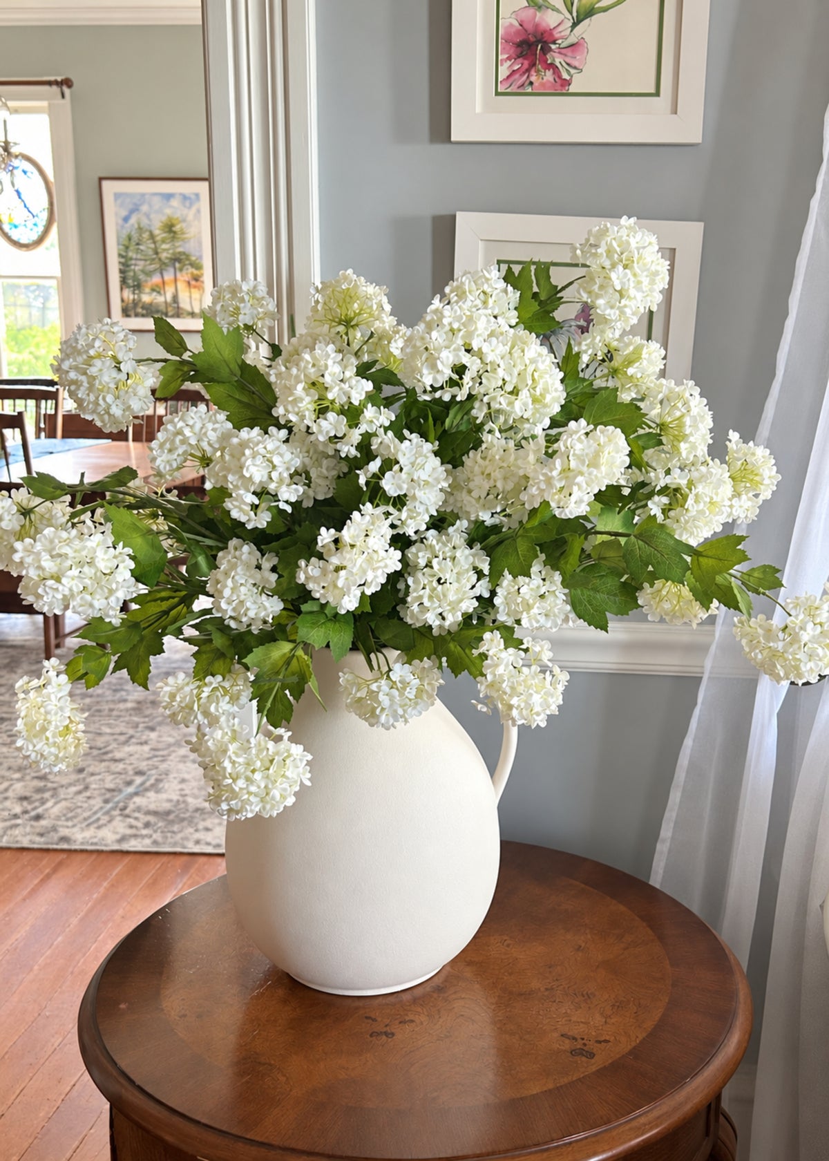 Deluxe White Snowball Viburnum & Afloral™ Jug Vase Arrangement