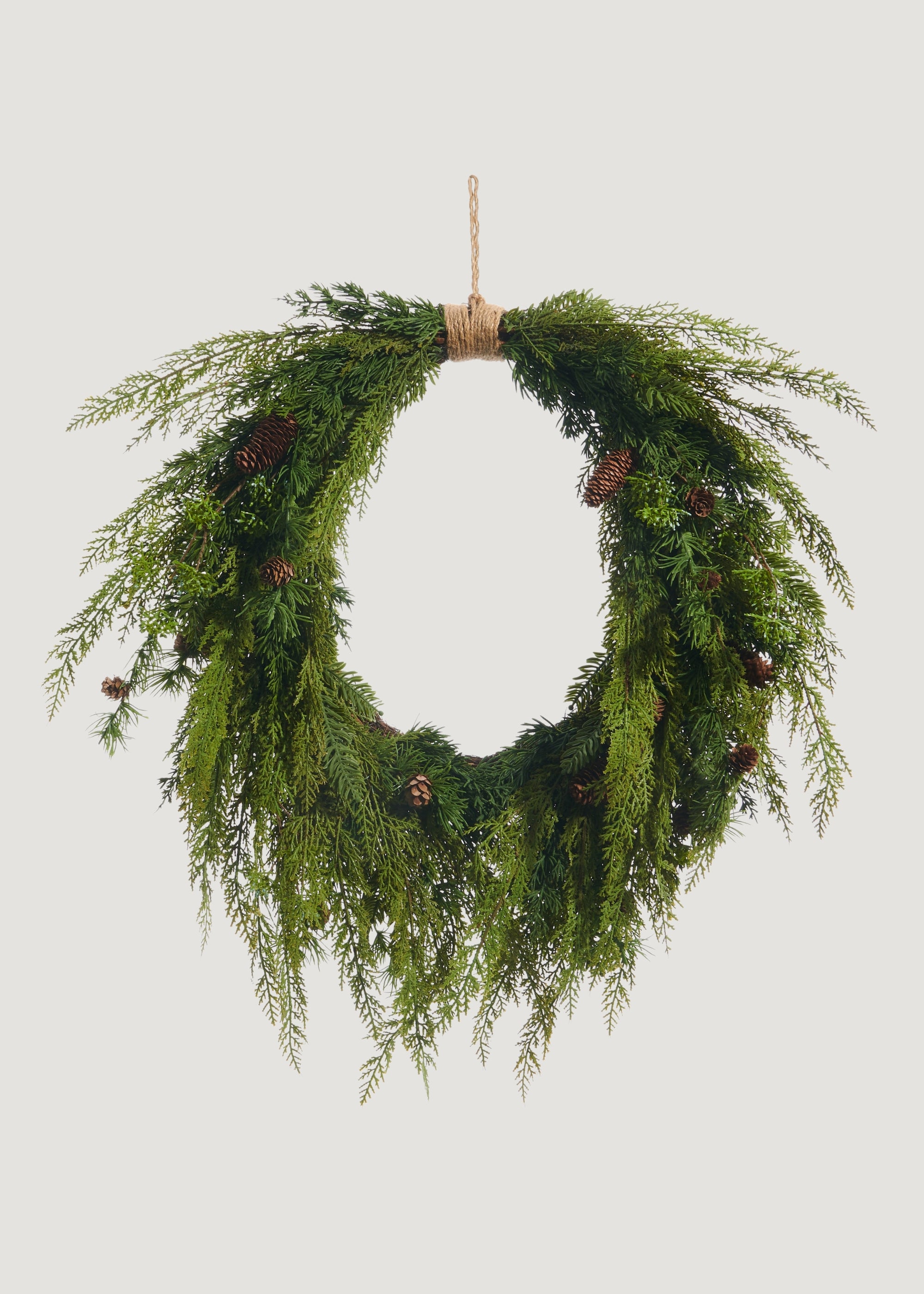 Artificial Cedar Wreath with Pine Cones