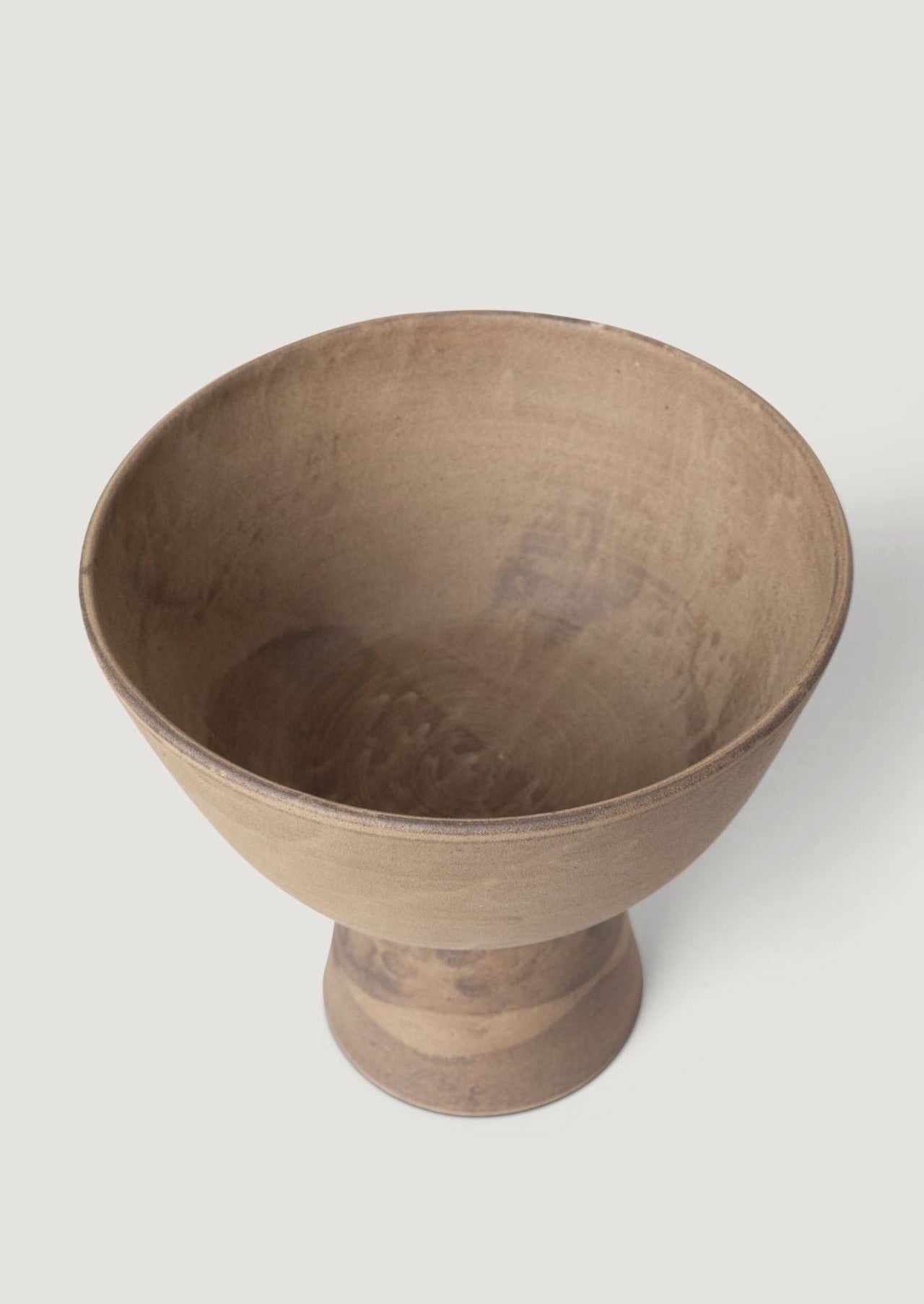 Footed Bowl Vase in Earthy Brown