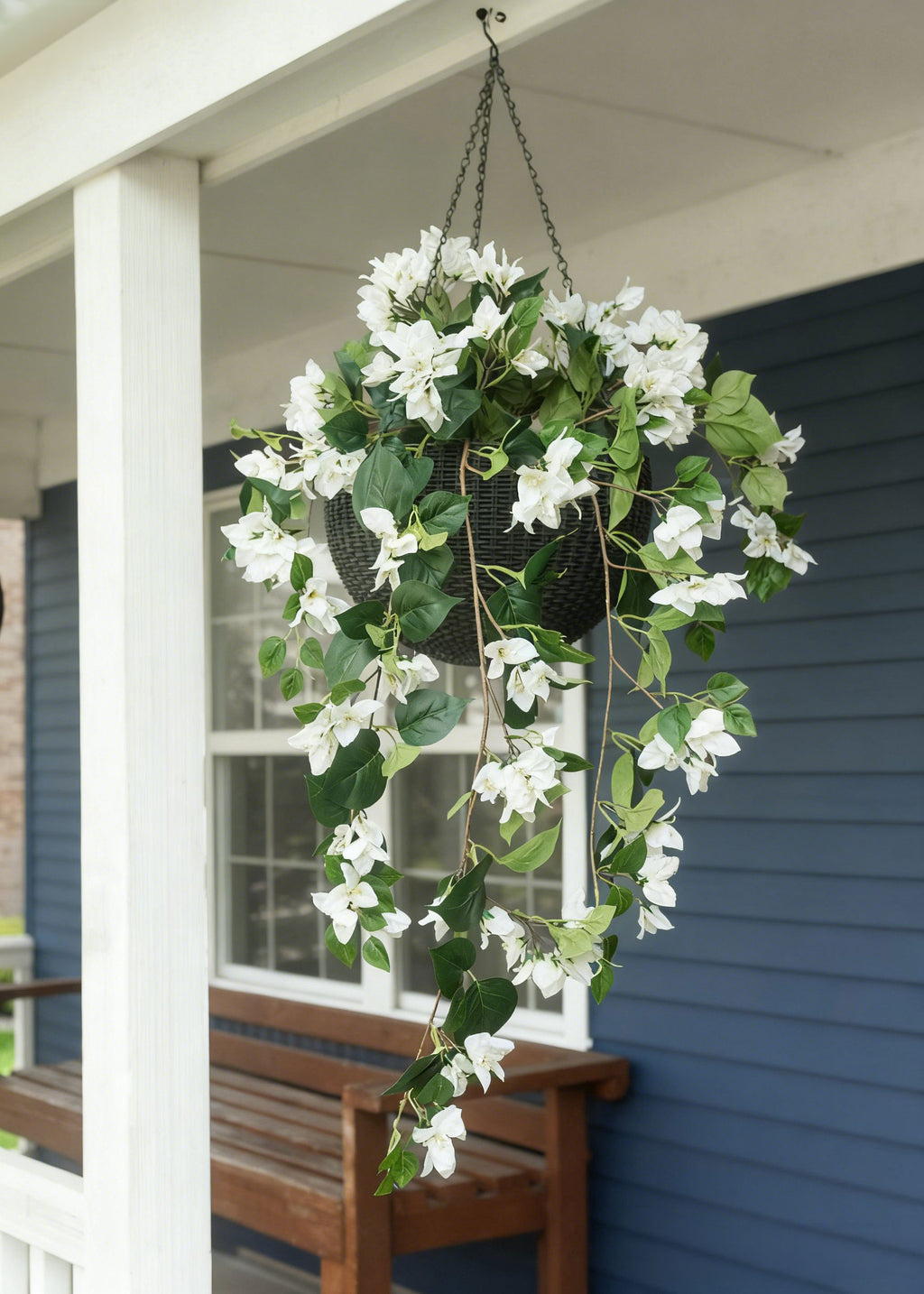 bougainvillea hanging plant Bougainvillea Hanging Bush in Cream | Fake Outdoor Flowers