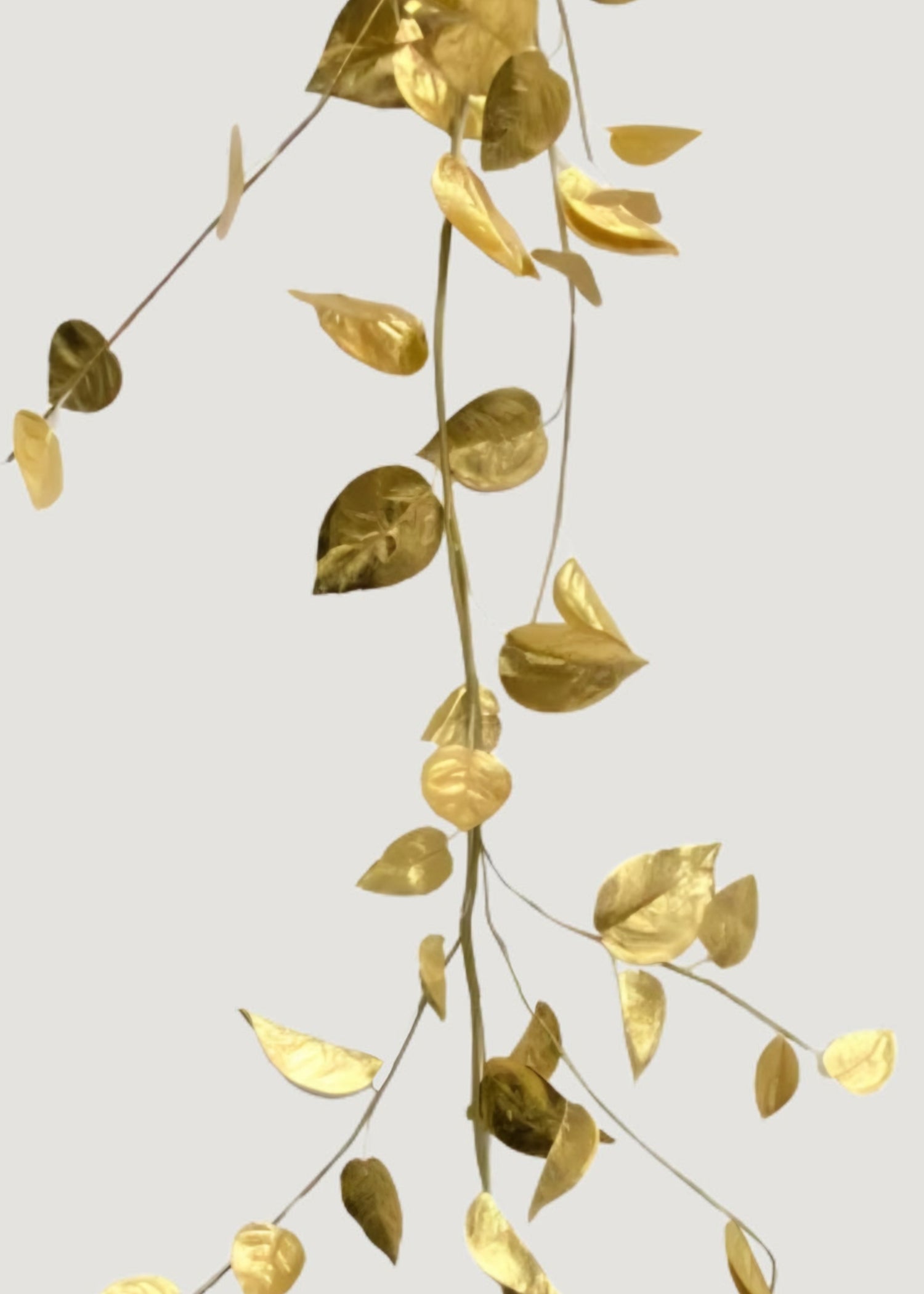 Close-up of Gold Faux Ivy Garland