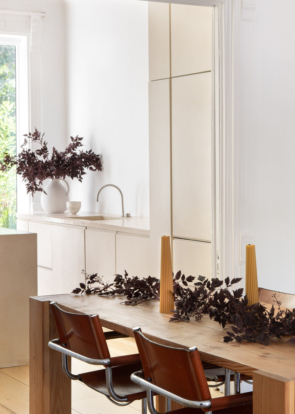 Afloral Faux Plum Cimicifuga Leaf Garland Styled