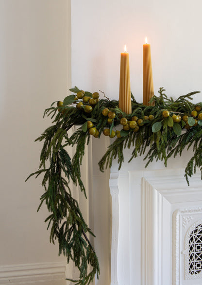 Afloral Norfolk Pine Garland Styled with Faux Pears