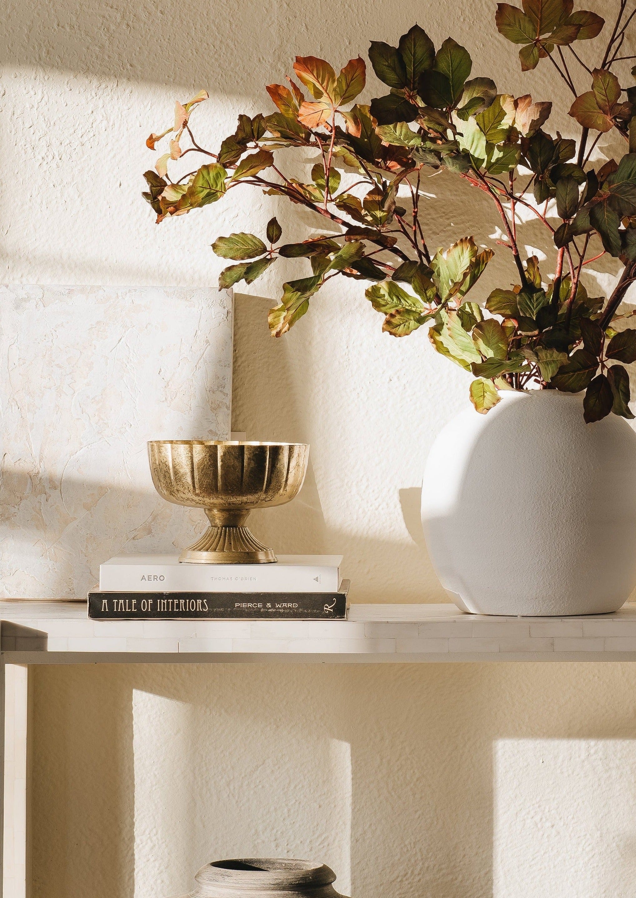 Afloral Home Styling with Gold Compote Bowl