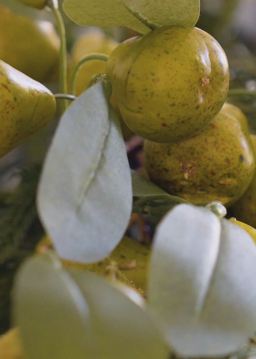 Afloral Video of Artificial Pears Styled on Winter Garland