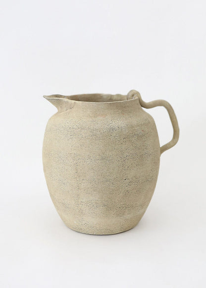 Beige Distressed Pitcher Vase